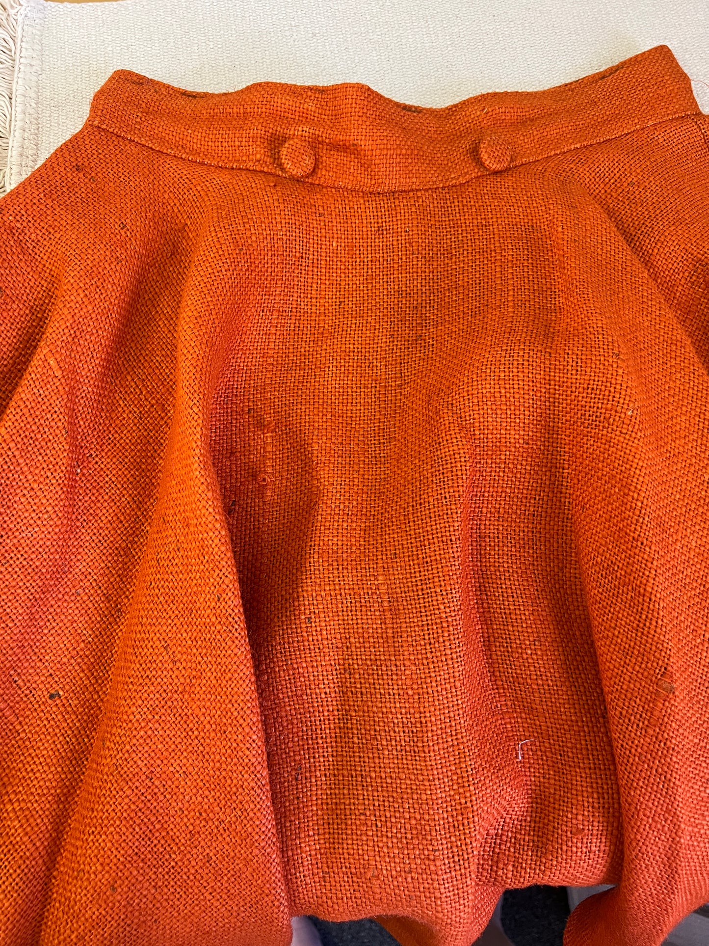 50s Orange Burlap Full Circle Skirt