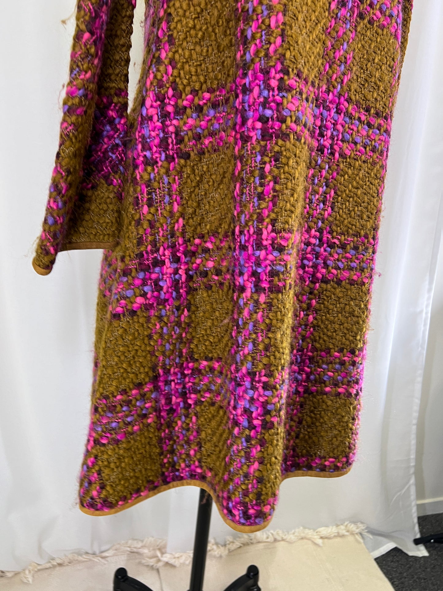 60s Sills Bonnie Cashin Pink and Green Toggle Closure Tweed Mod Jacket