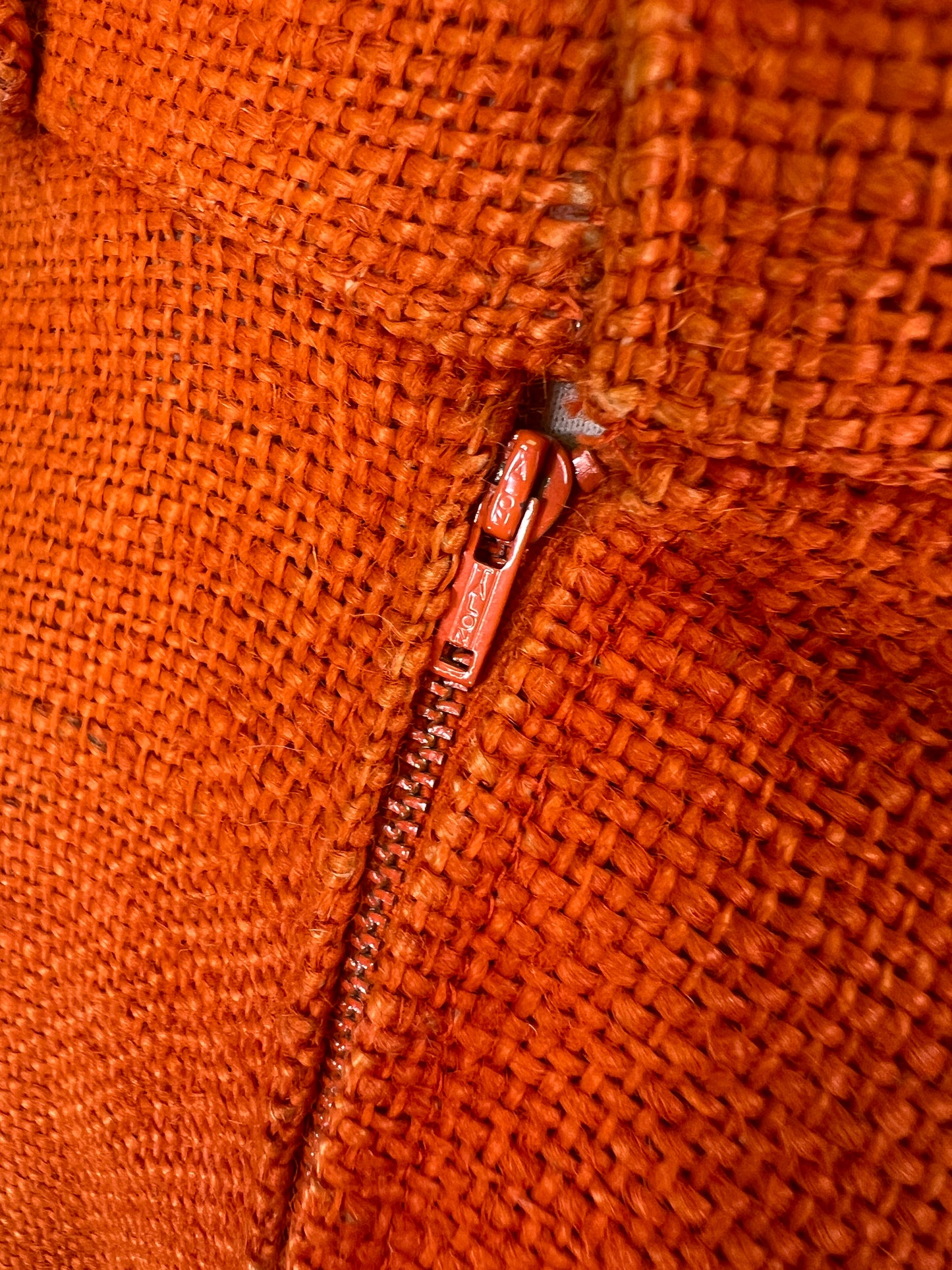 50s Orange Burlap Full Circle Skirt