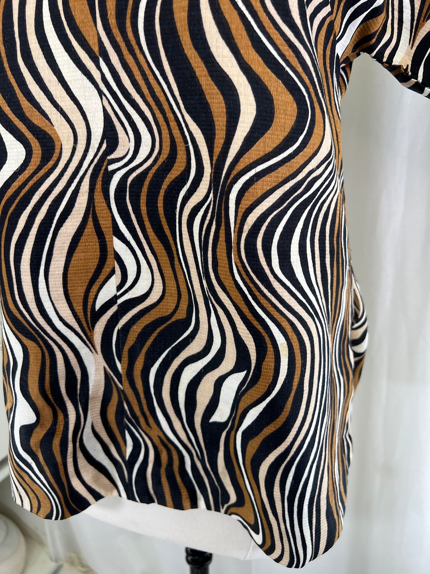 70s Browns and Creams Abstract Swirls Blouse