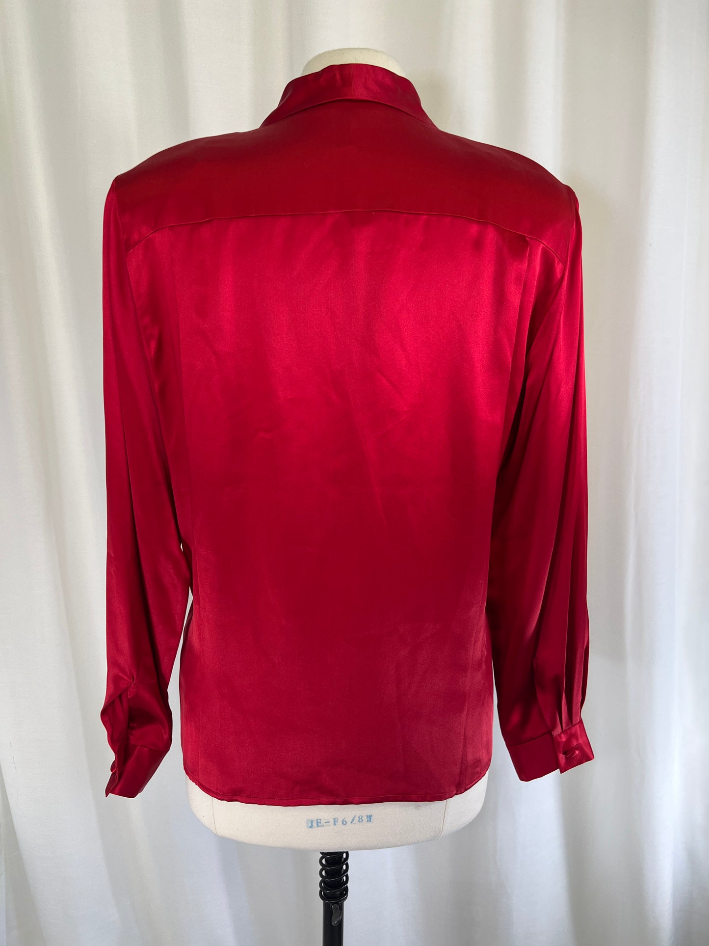 90s Anne Klein II Red Silk Double Breasted Blouse Jacket Blazer