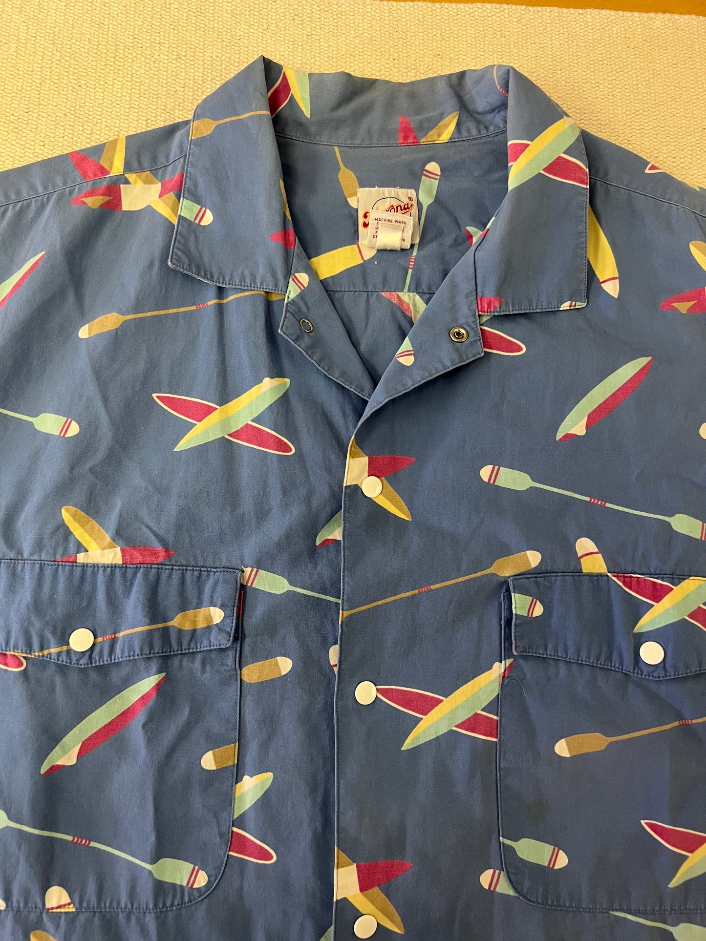 80s Merona Surfboards and Paddles Patterned Shirt