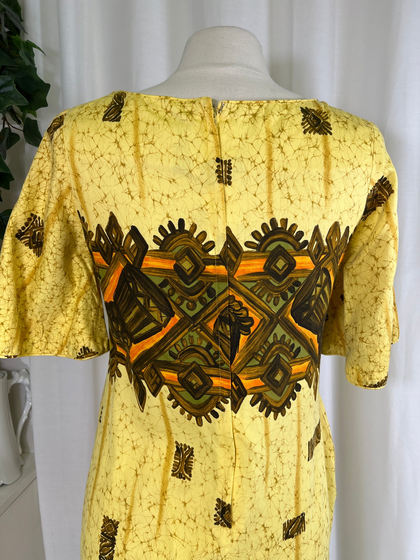 60s Yellow Reef Hawaiian Print Mini Dress