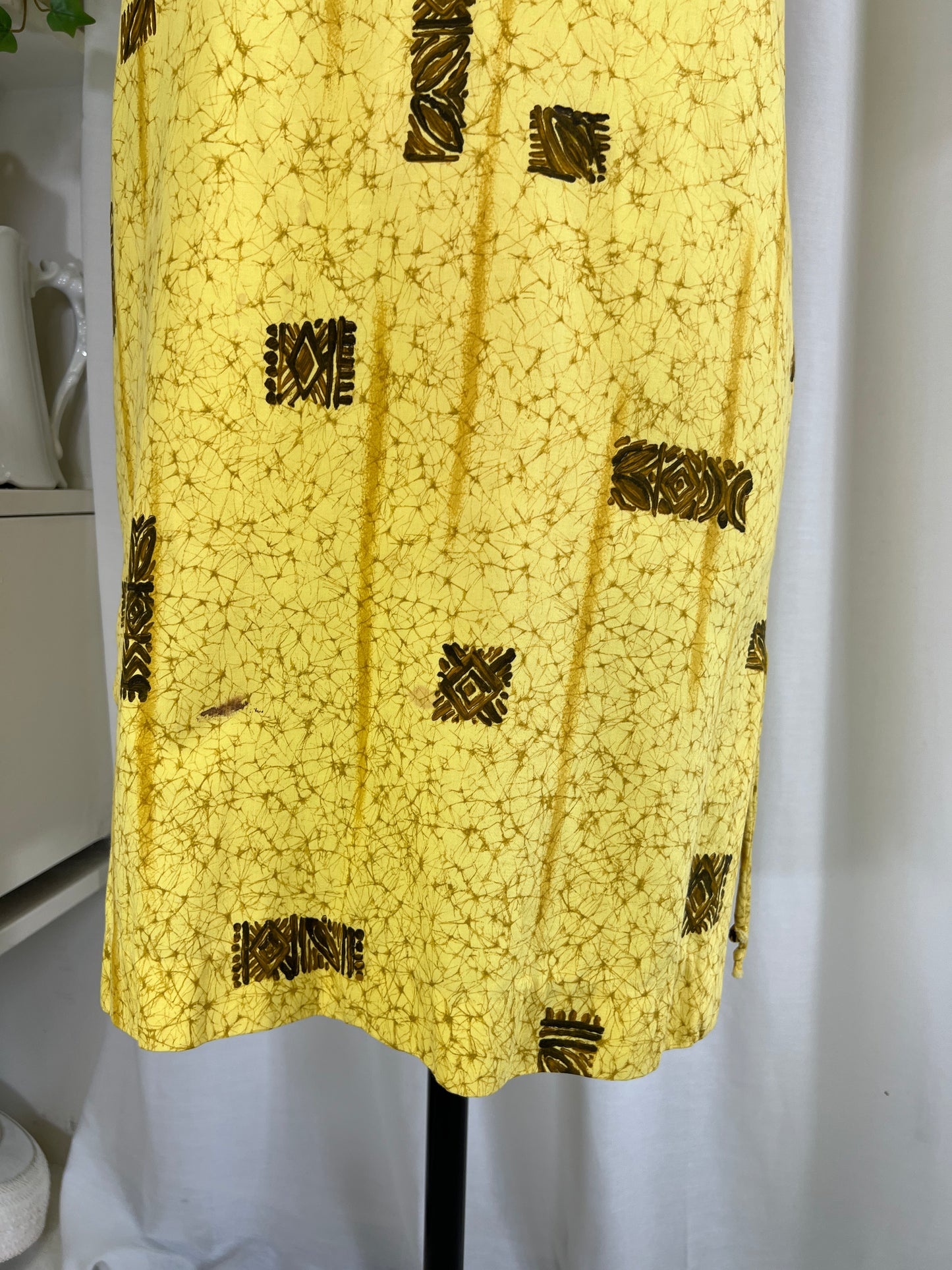 60s Yellow Reef Hawaiian Print Mini Dress