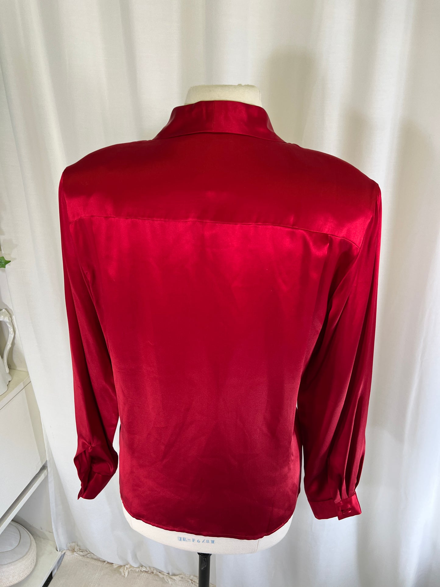 90s Anne Klein II Red Silk Double Breasted Blouse Jacket Blazer