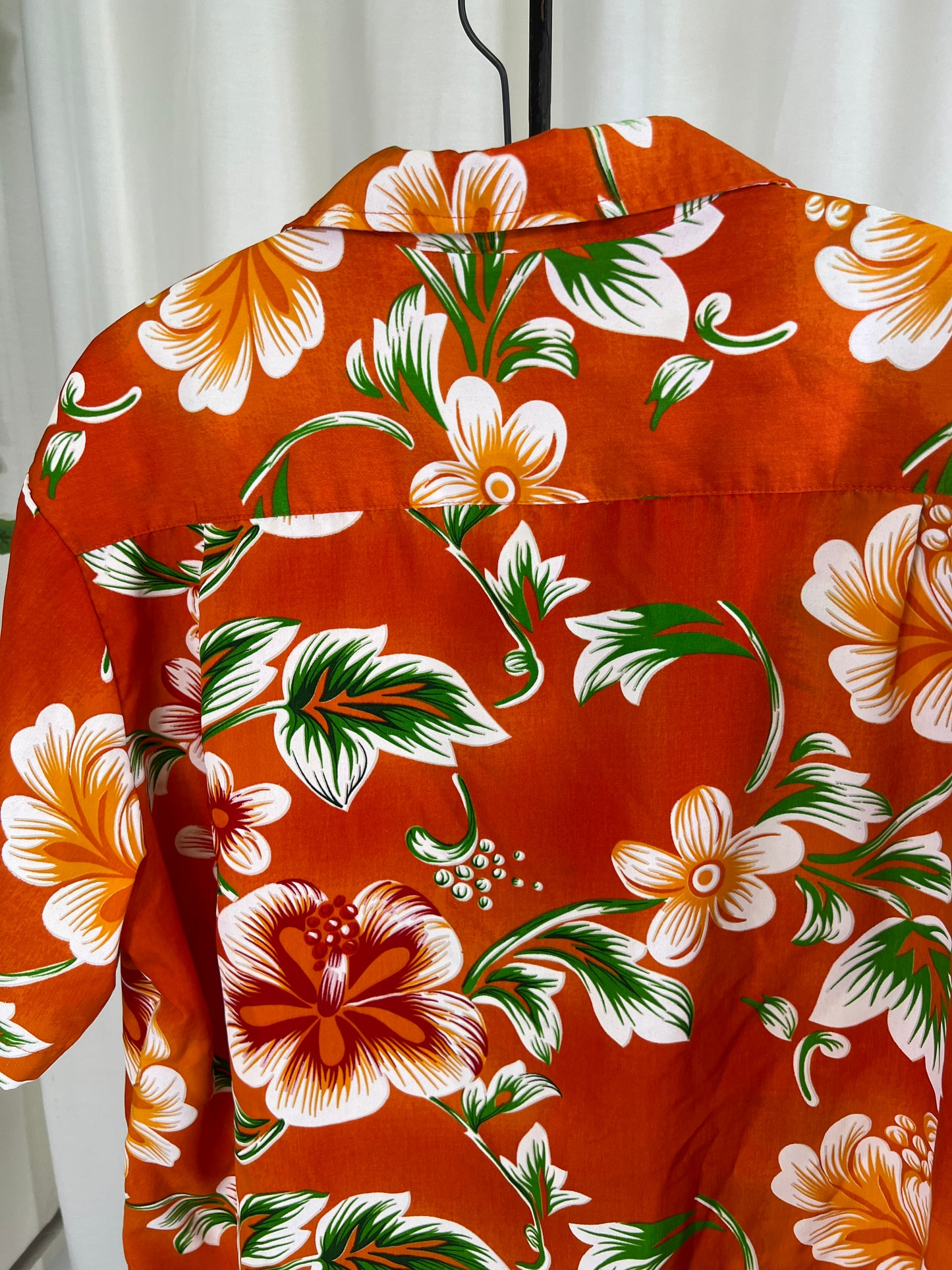 80s Kennington Orange Hawaiian Print Shirt