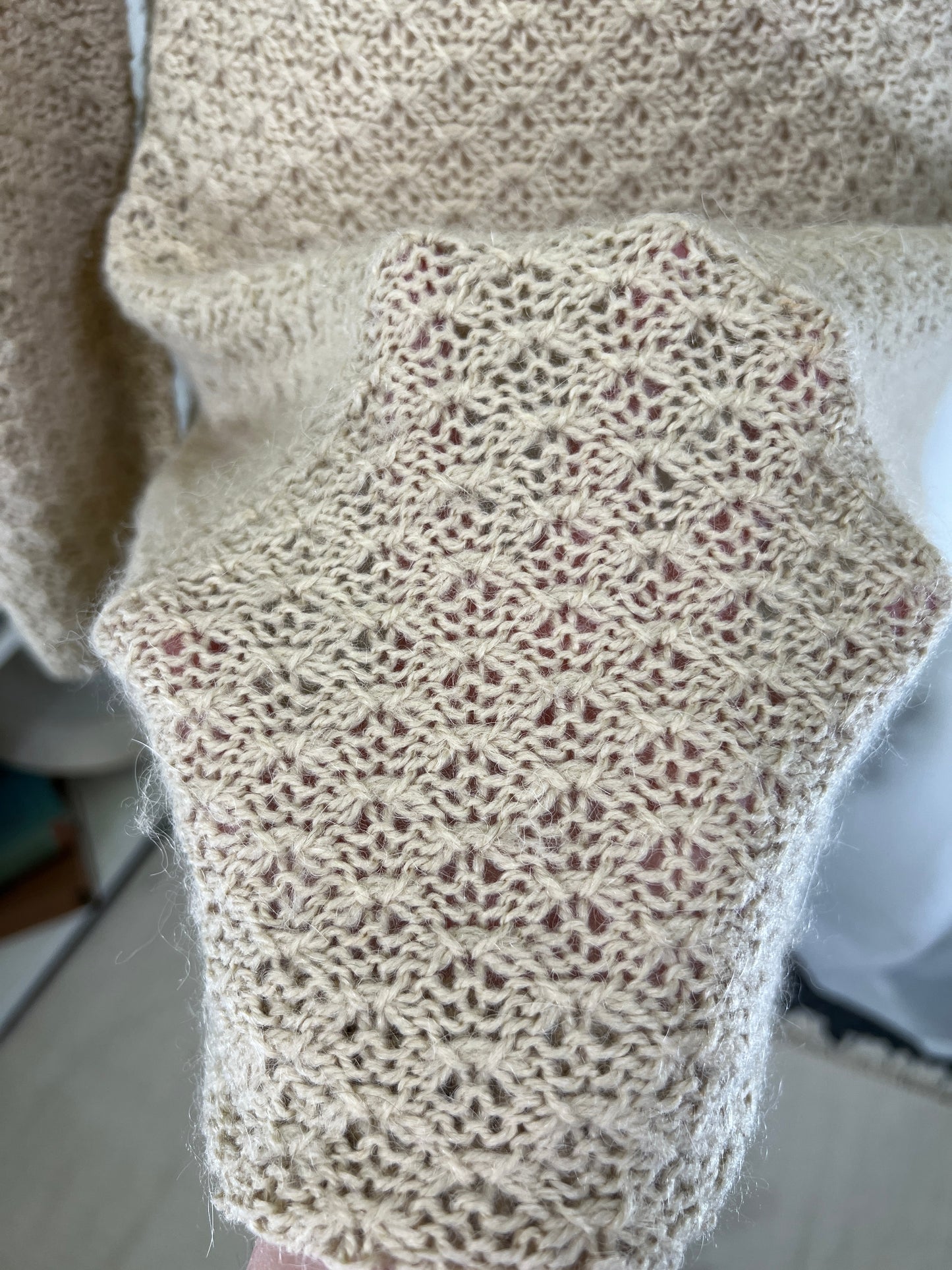 70s Aryeh Alpaca Blend Tan Crochet Dress