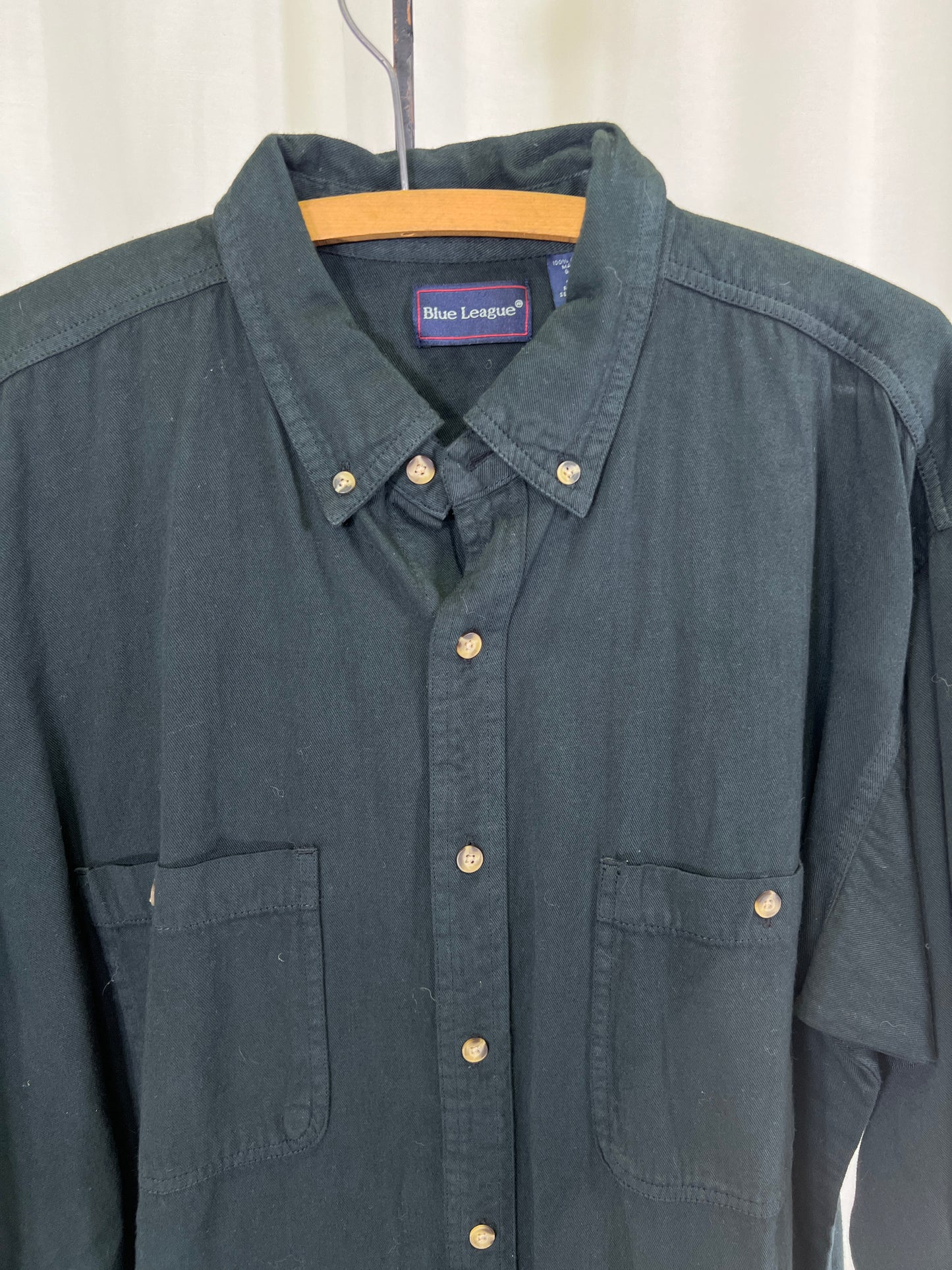 90s Blue League Green Button Down Shirt