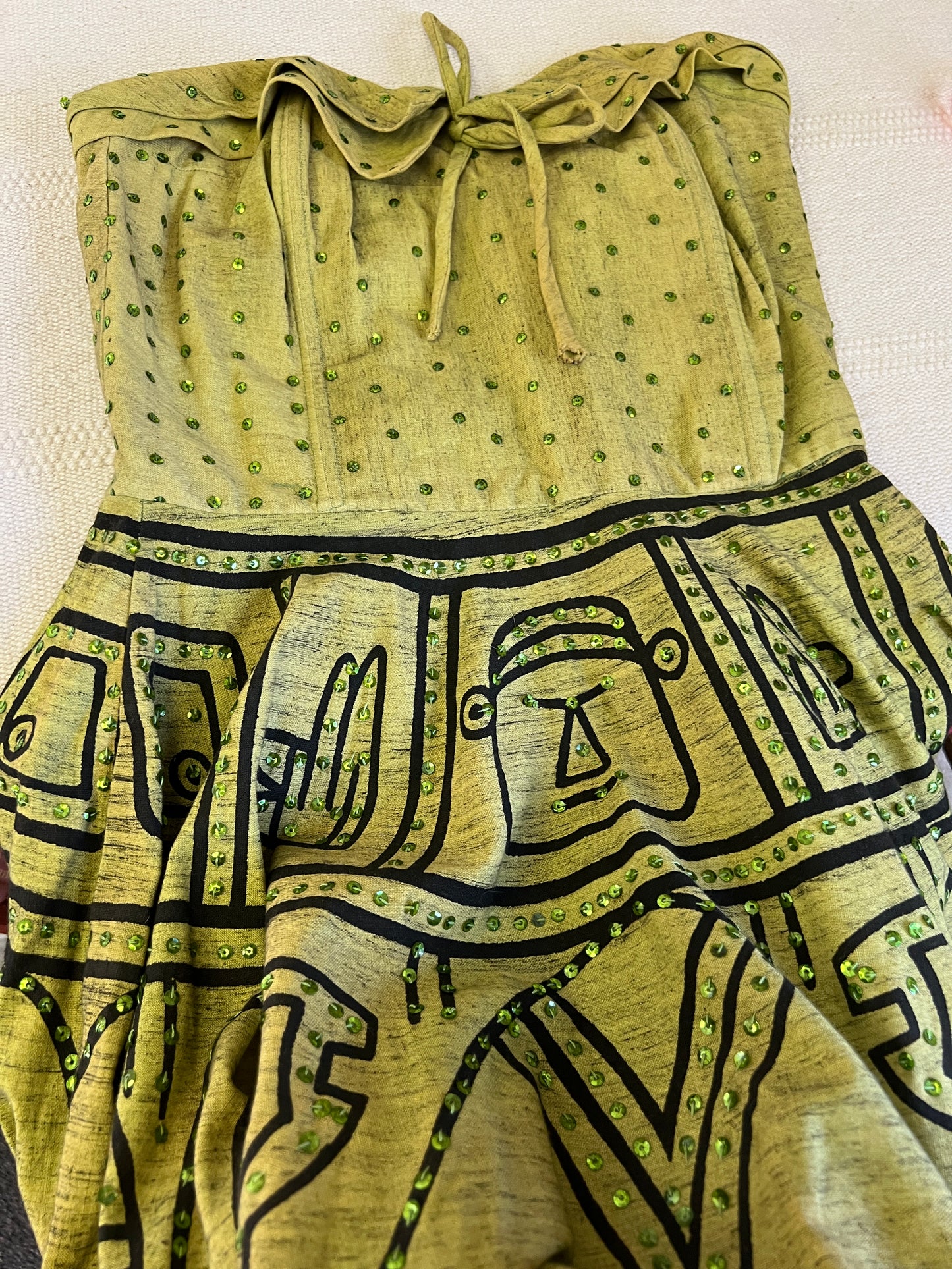 50s Green Sequined Mexican Souvenir Dress