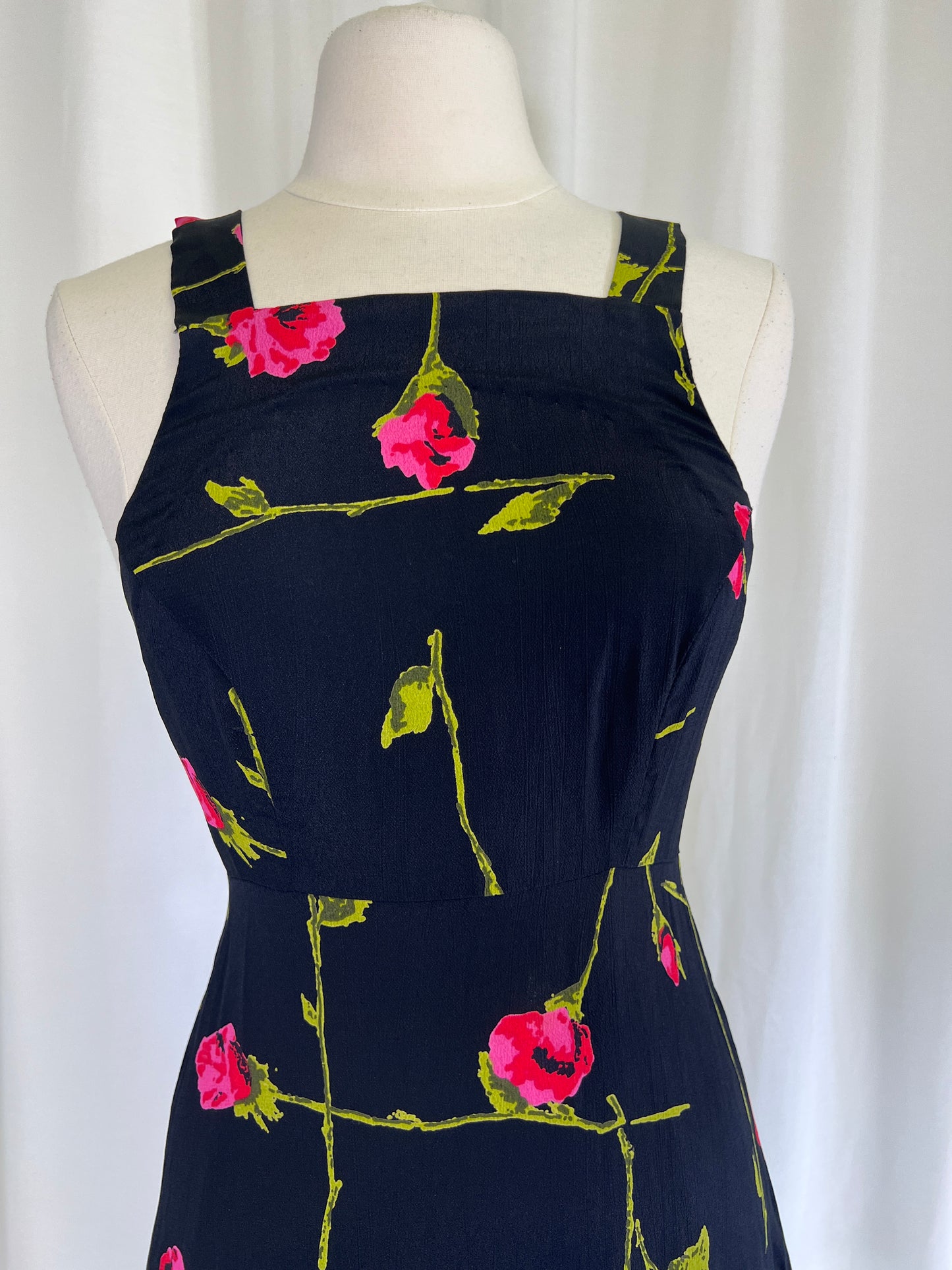 90s Betsey Johnson Long Stem Red Roses Print Mini Dress and Jacket Set