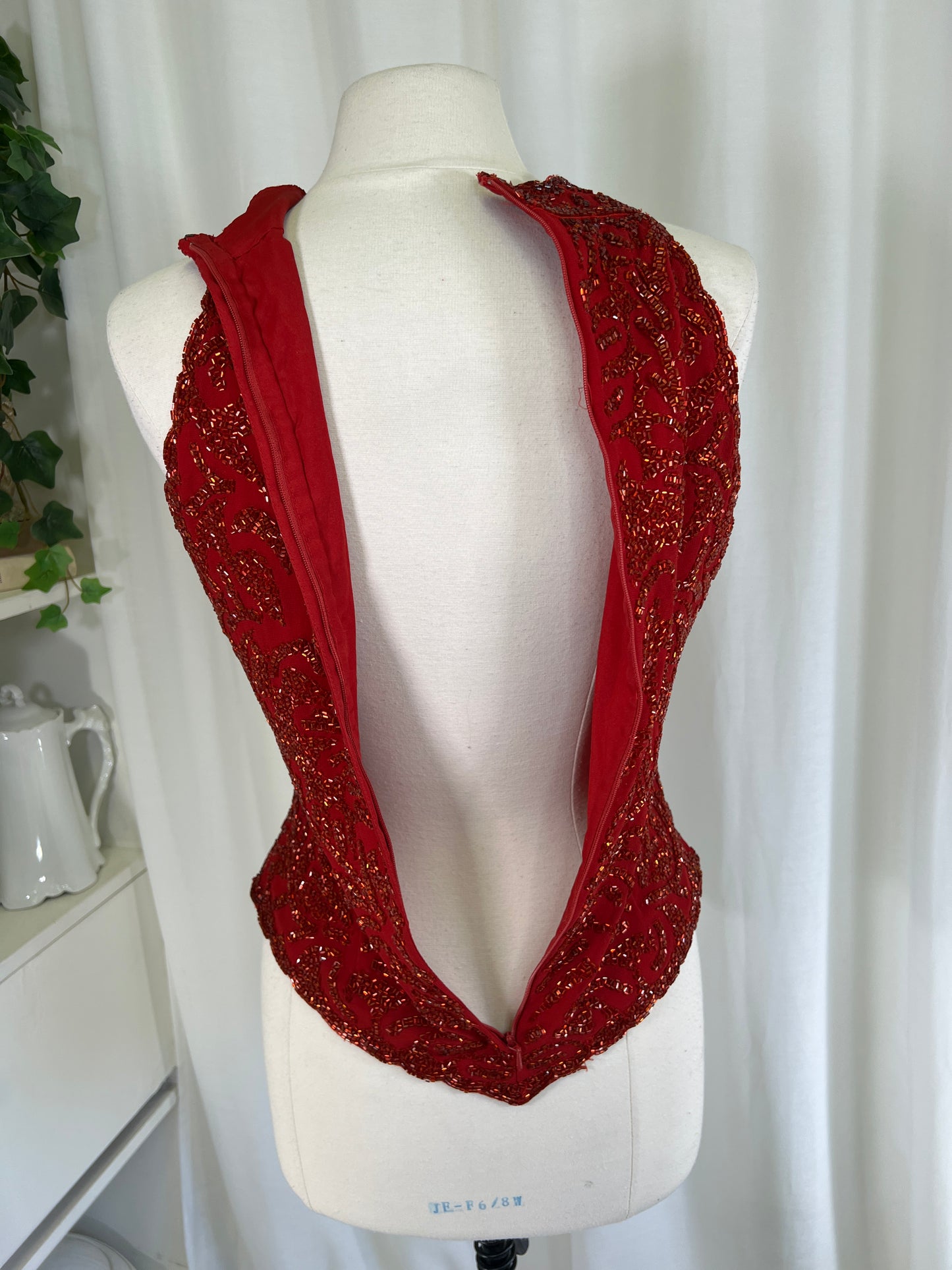 90s Y2K Red Beaded JKARA Tank Blouse