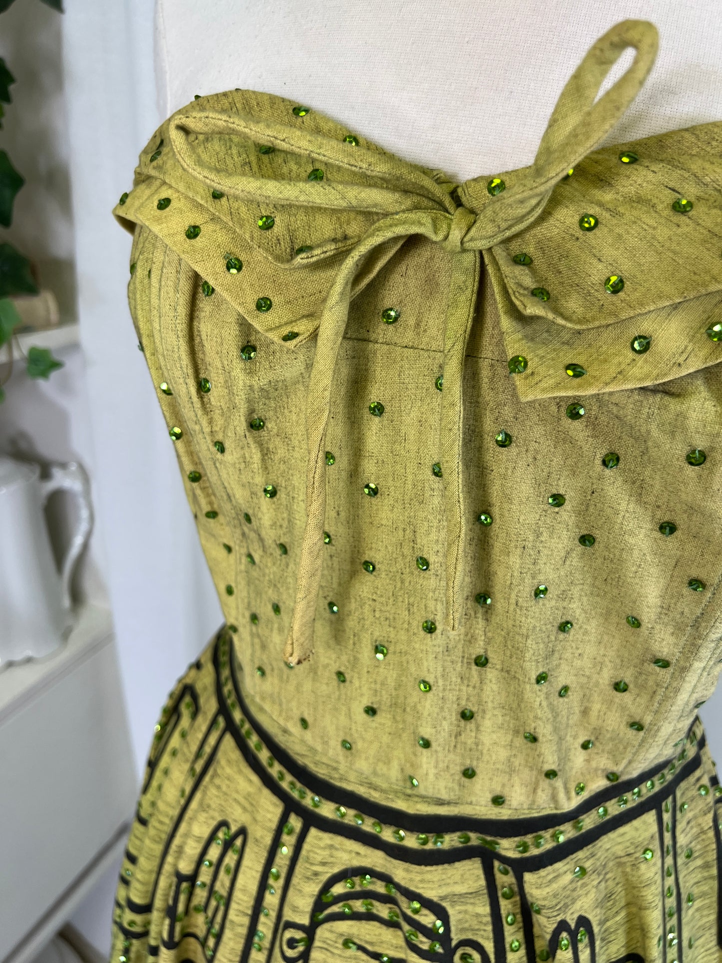 50s Green Sequined Mexican Souvenir Dress