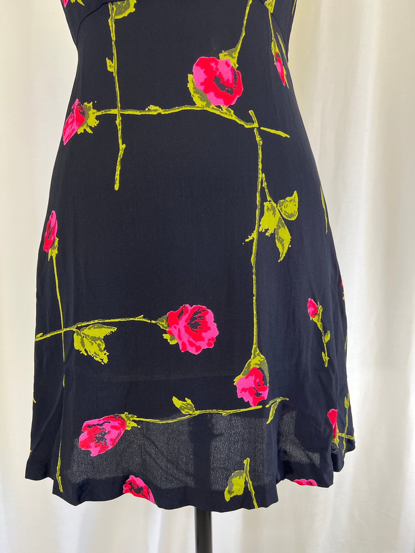 90s Betsey Johnson Long Stem Red Roses Print Mini Dress and Jacket Set