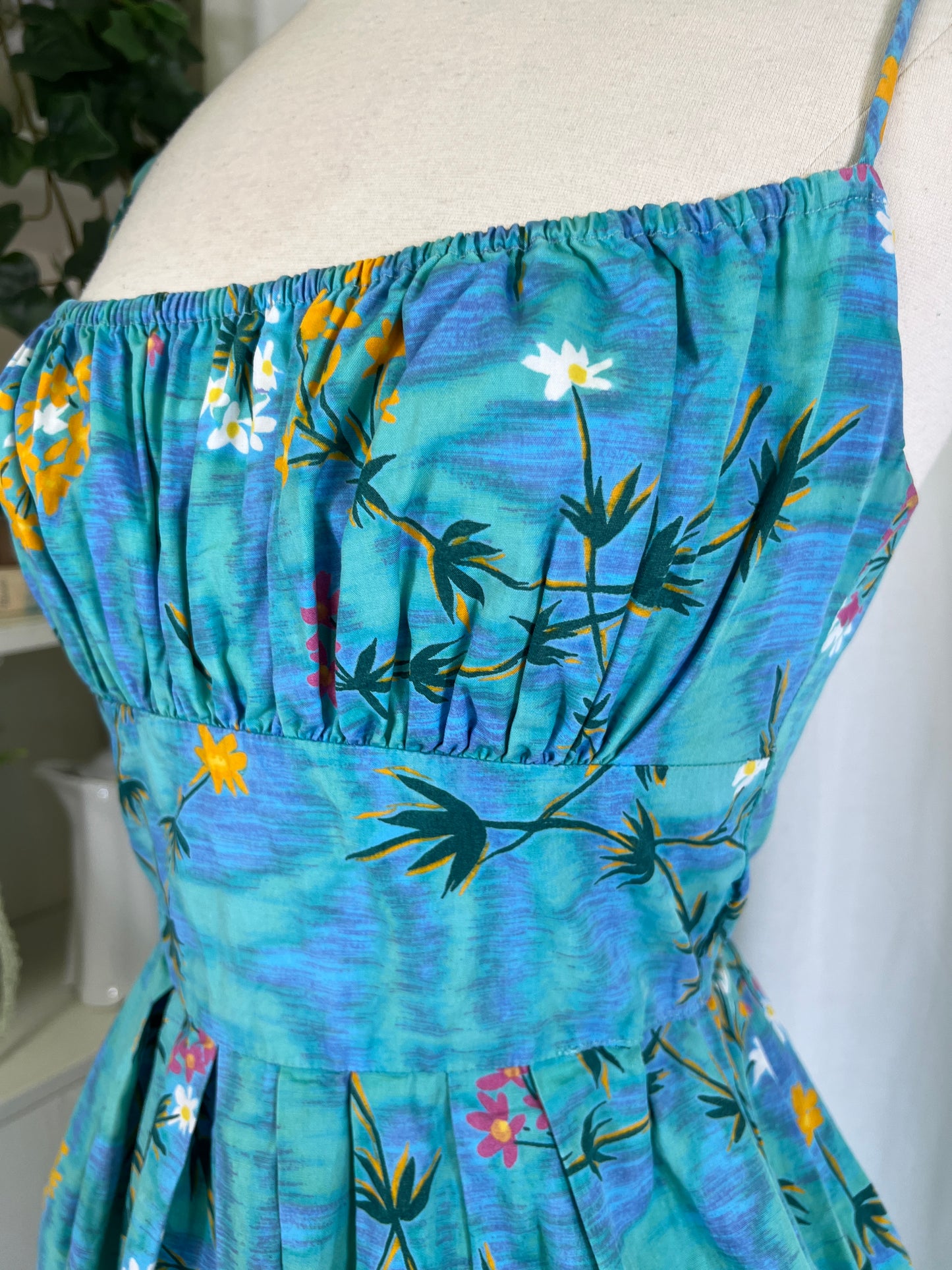 50s Blue Lagoon Balconette Dress