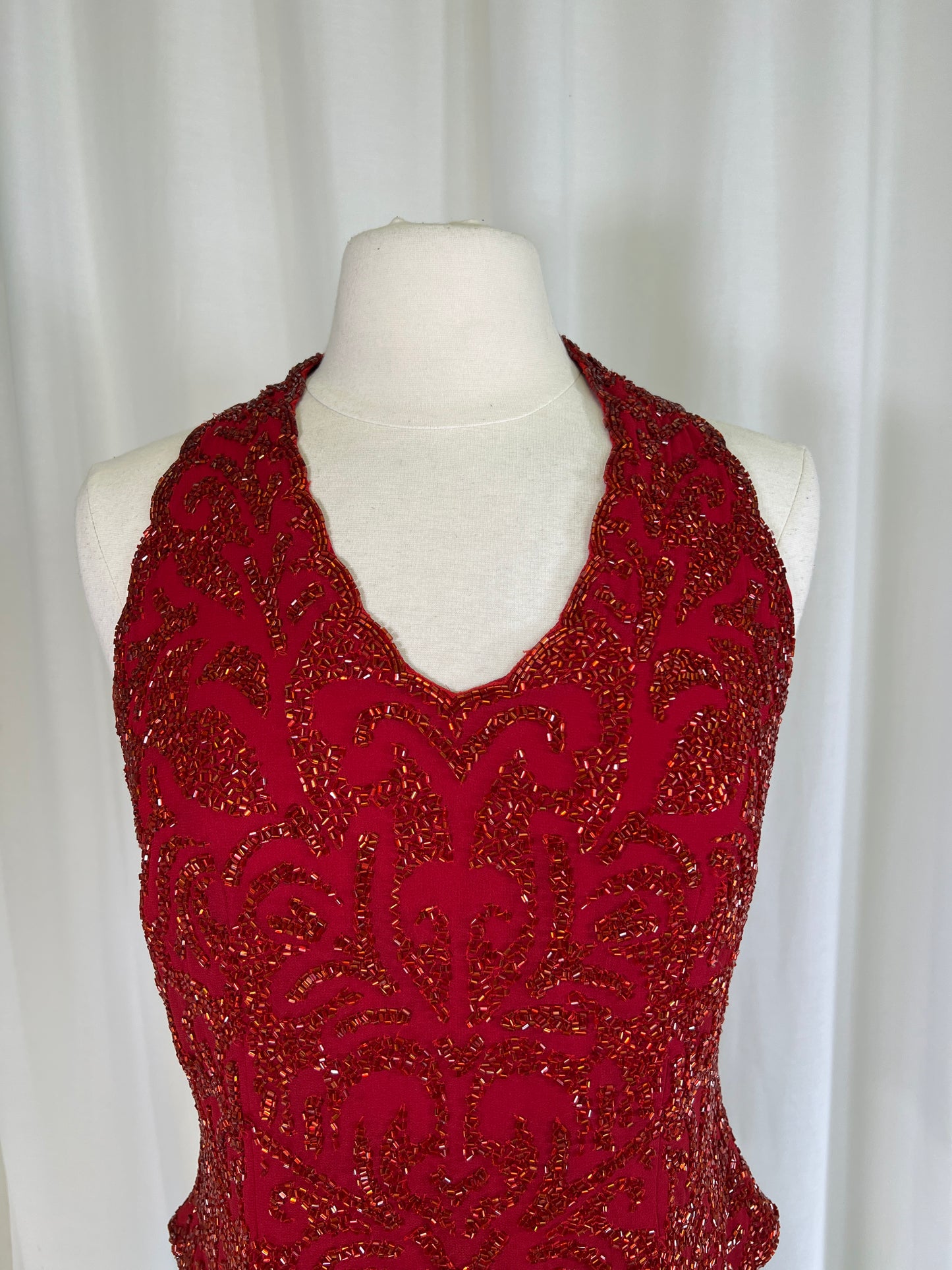 90s Y2K Red Beaded JKARA Tank Blouse