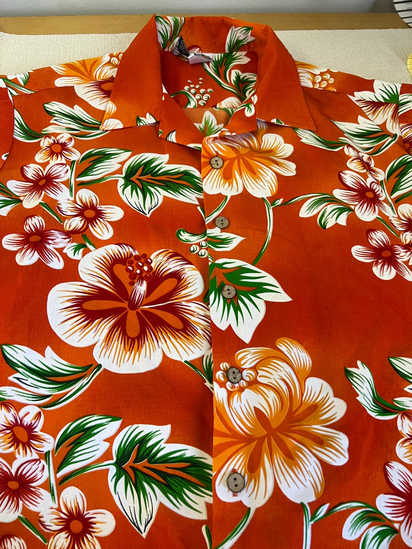 80s Kennington Orange Hawaiian Print Shirt