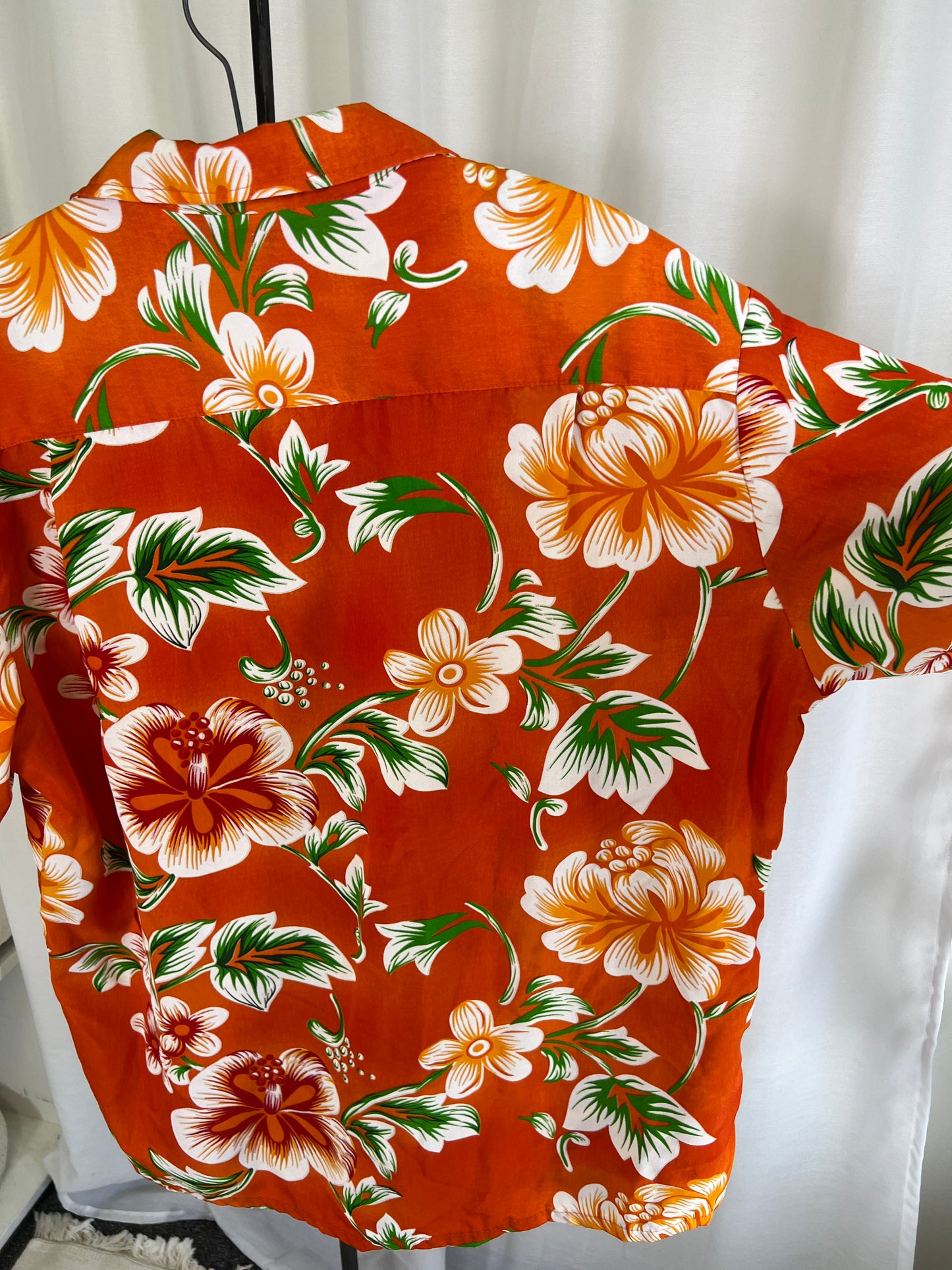 80s Kennington Orange Hawaiian Print Shirt