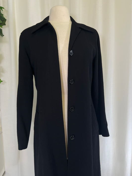 90s Club Monaco Black Minimal Wool Coat