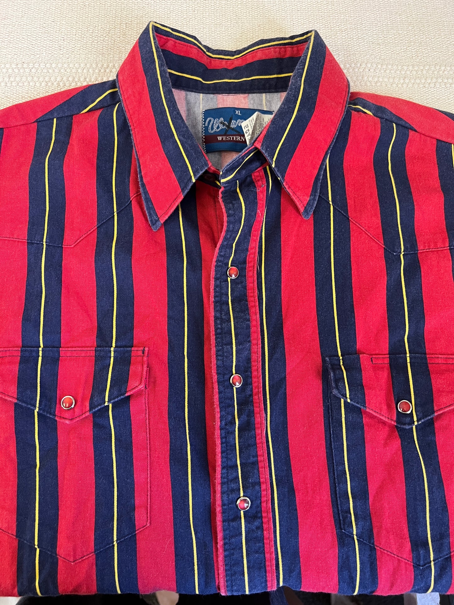 90s Wrangler Striped Western Pearl Snap Shirt