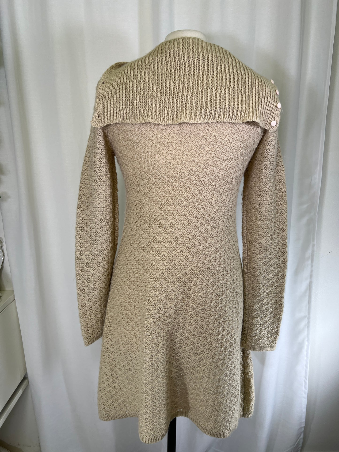 70s Aryeh Alpaca Blend Tan Crochet Dress