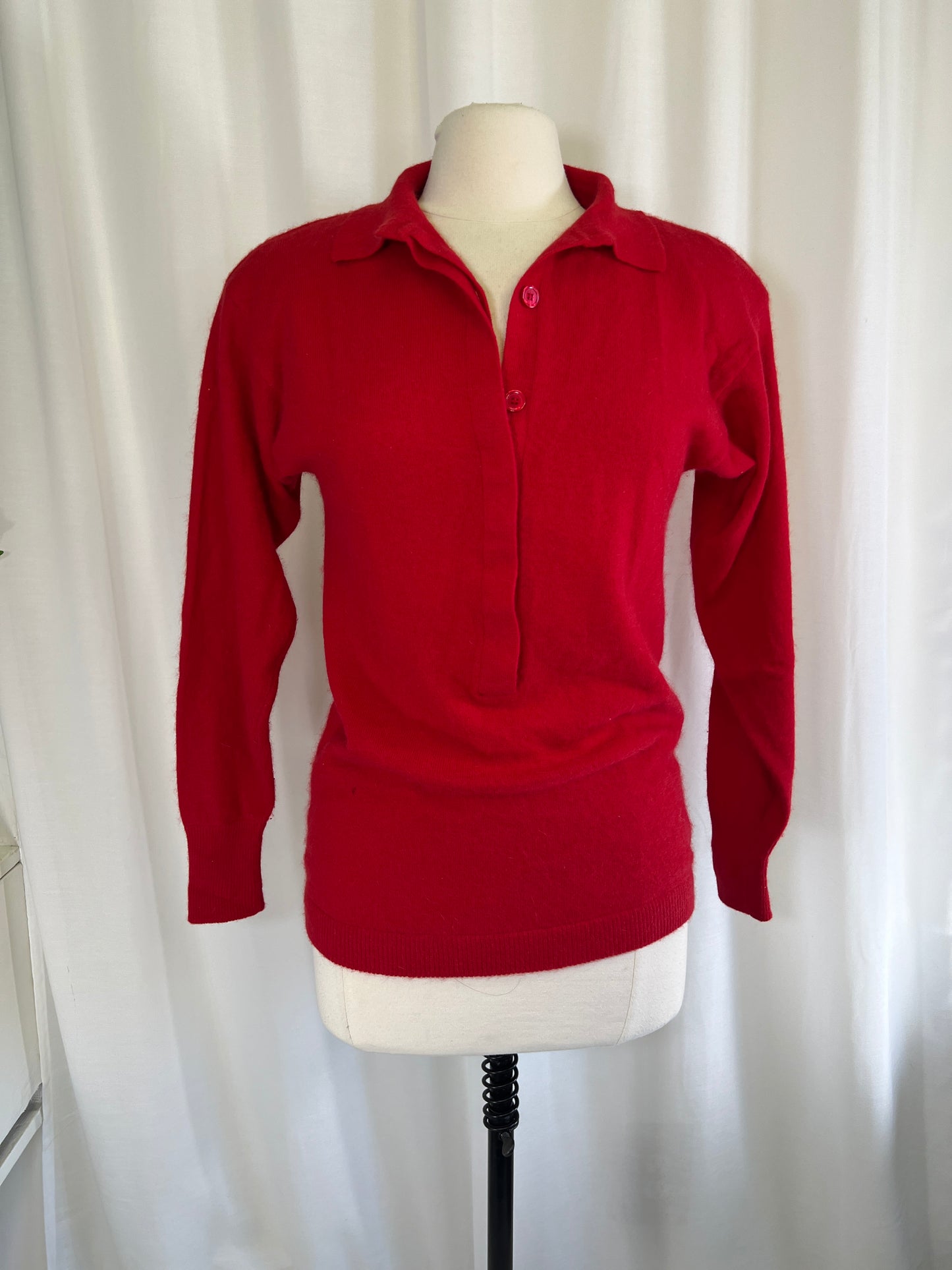 80s Neil Martin Wool Angora Blend Red Slouchy Sweater