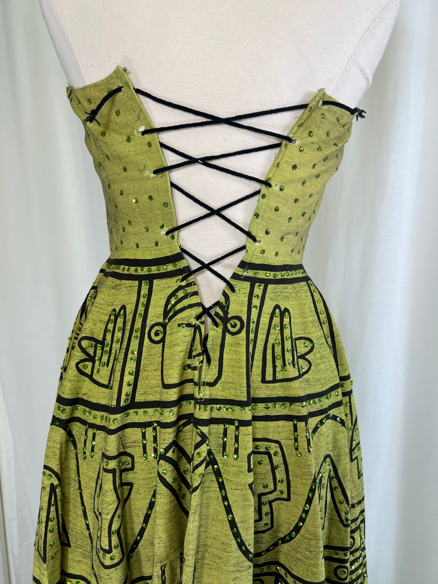 50s Green Sequined Mexican Souvenir Dress