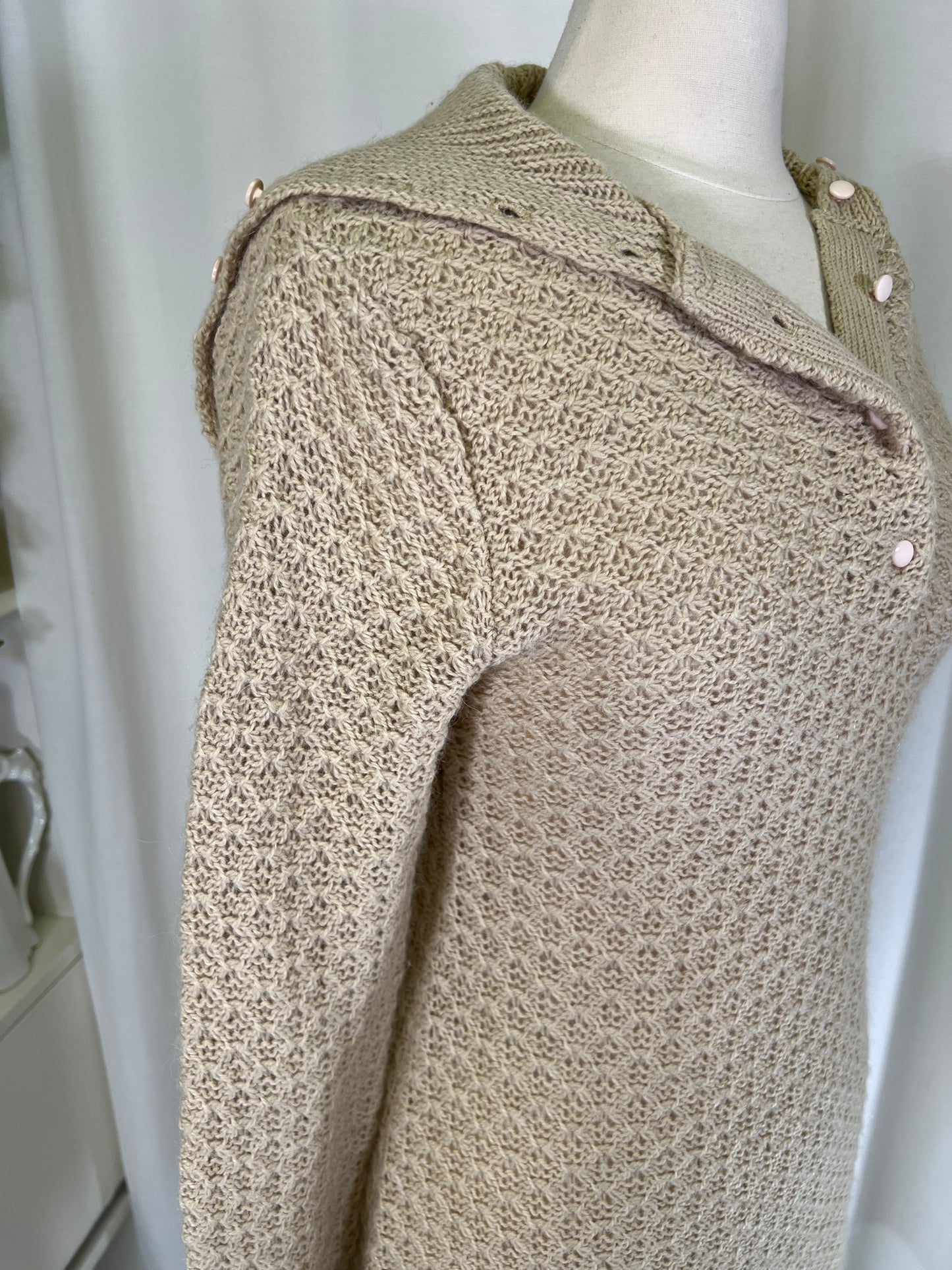 70s Aryeh Alpaca Blend Tan Crochet Dress