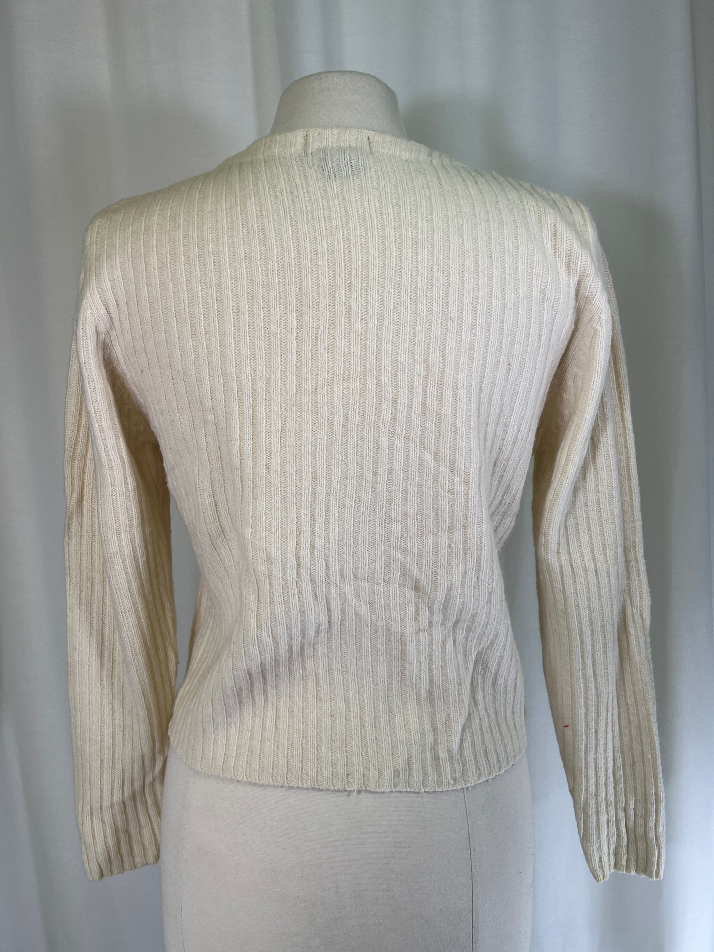 90s The Limited Cream Cable Knit Wool Cardigan Sweater