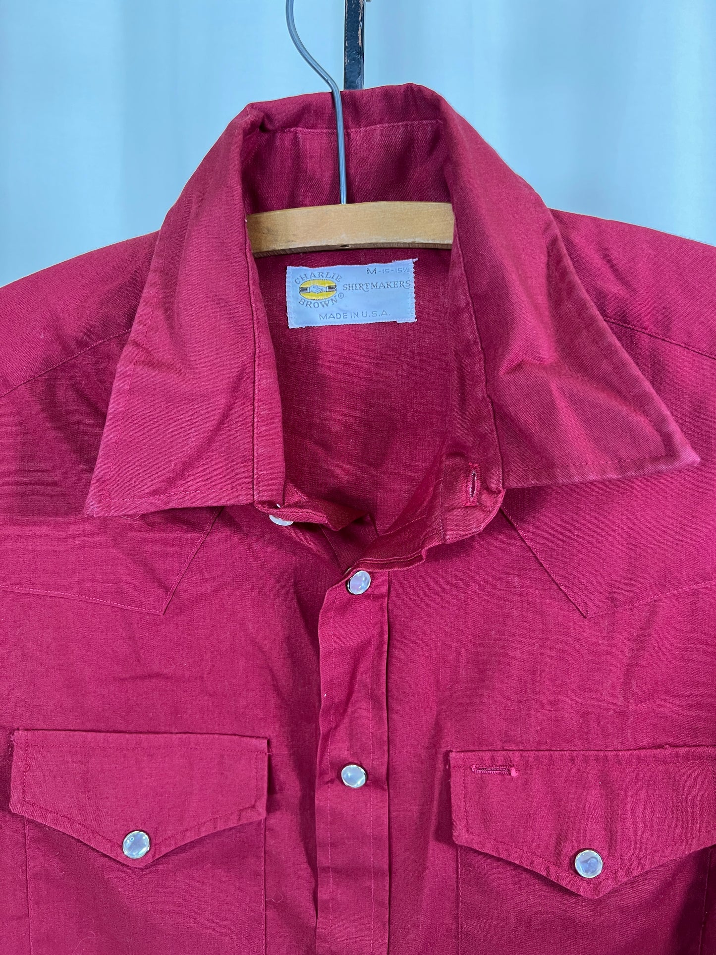 70s Maroon Charlie Brown Shirtmakers Pearl Snap Western Shirt