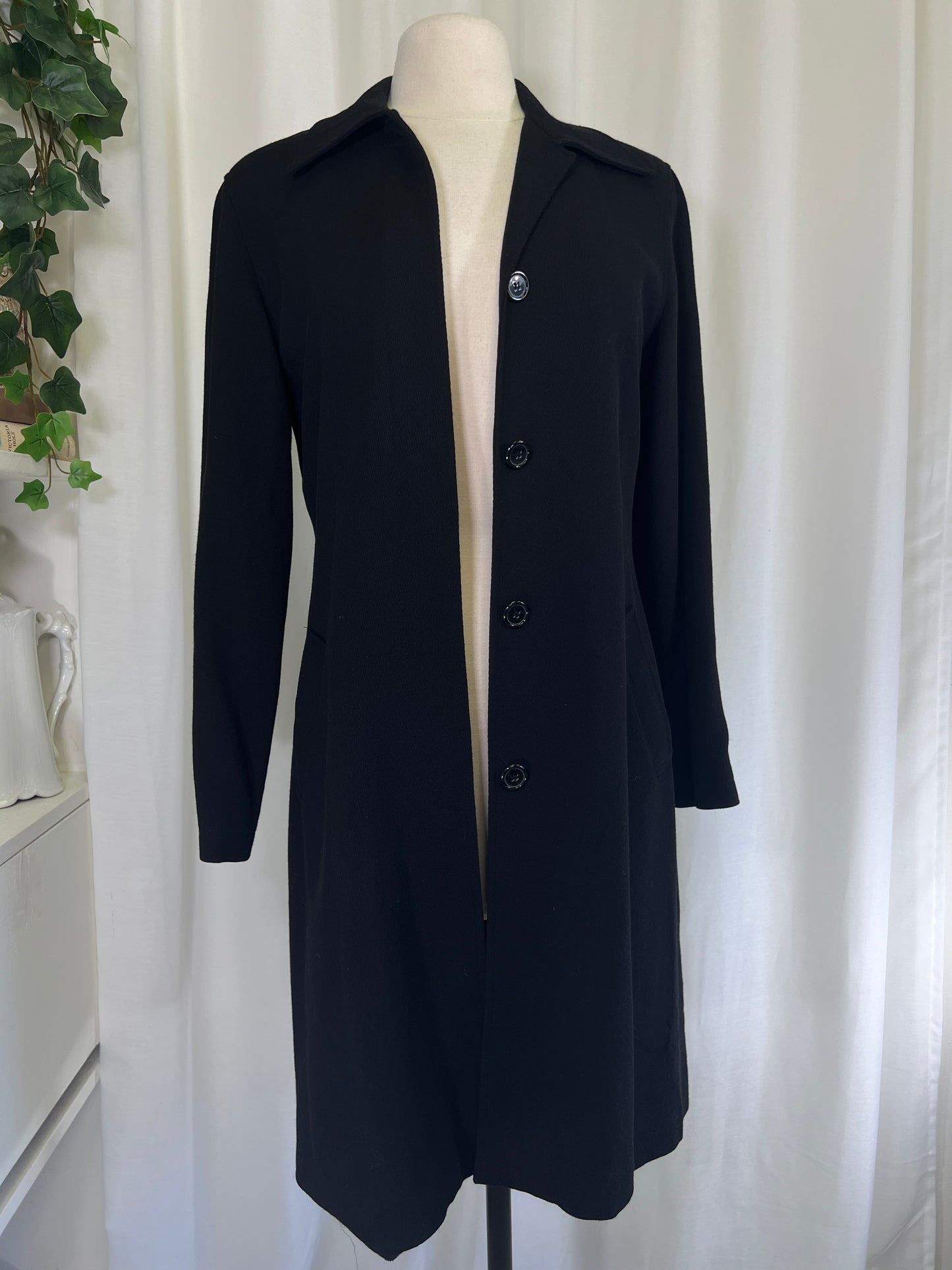 90s Club Monaco Black Minimal Wool Coat