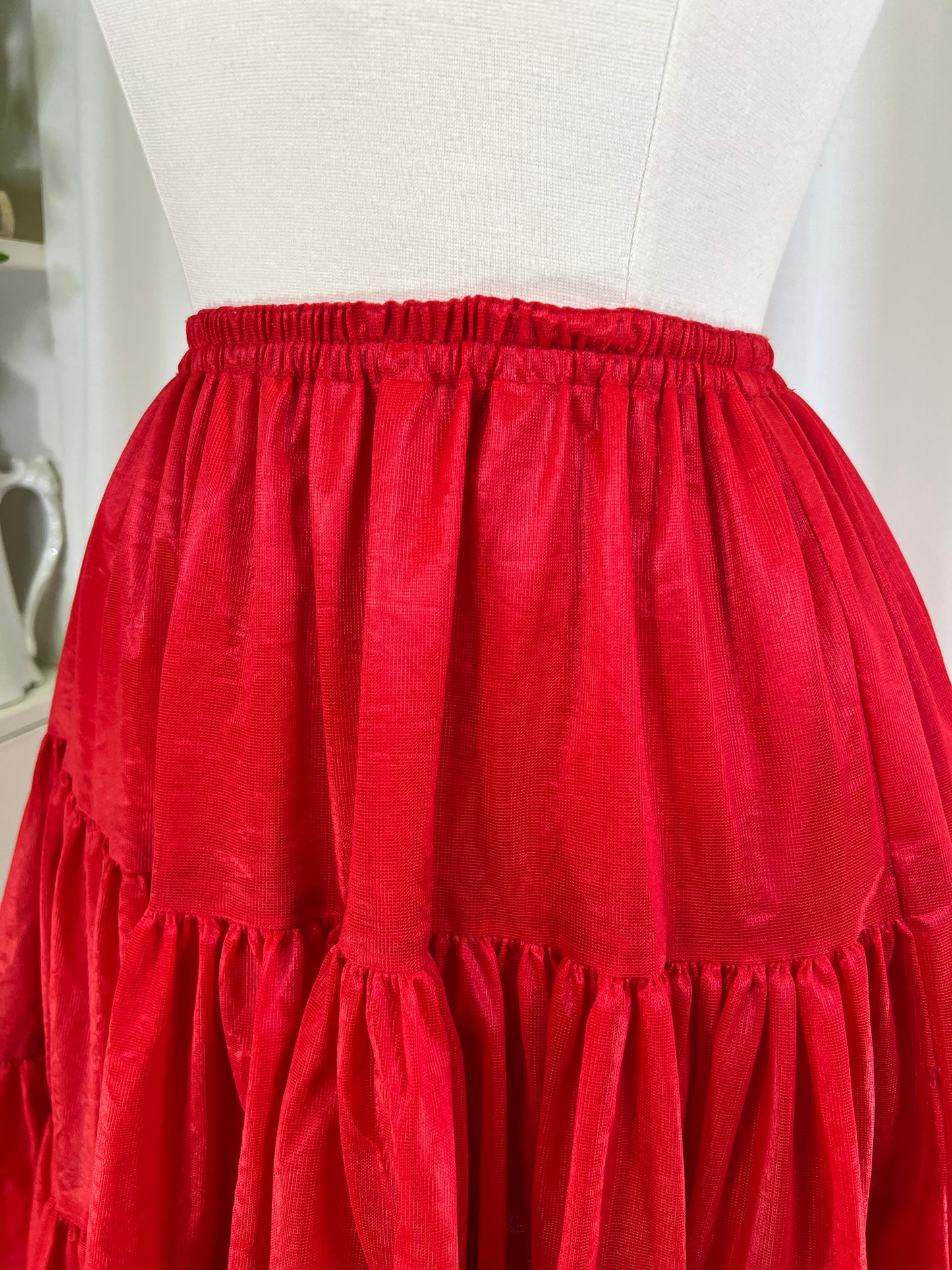 90s Y2K Red Western Square Dancing Skirt Petticoat