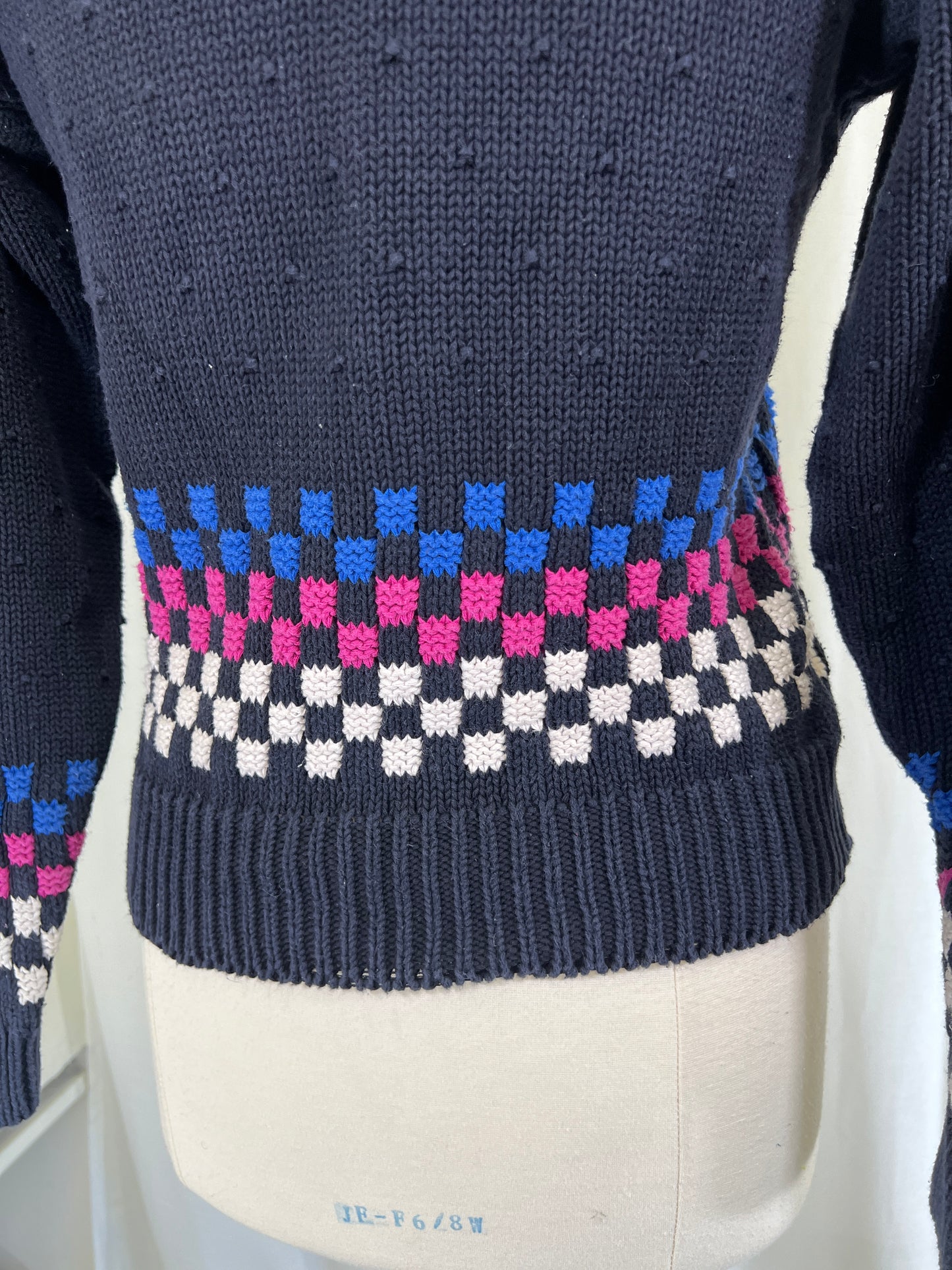 90s Liz Sport Blue and Purple Checkered Sweater