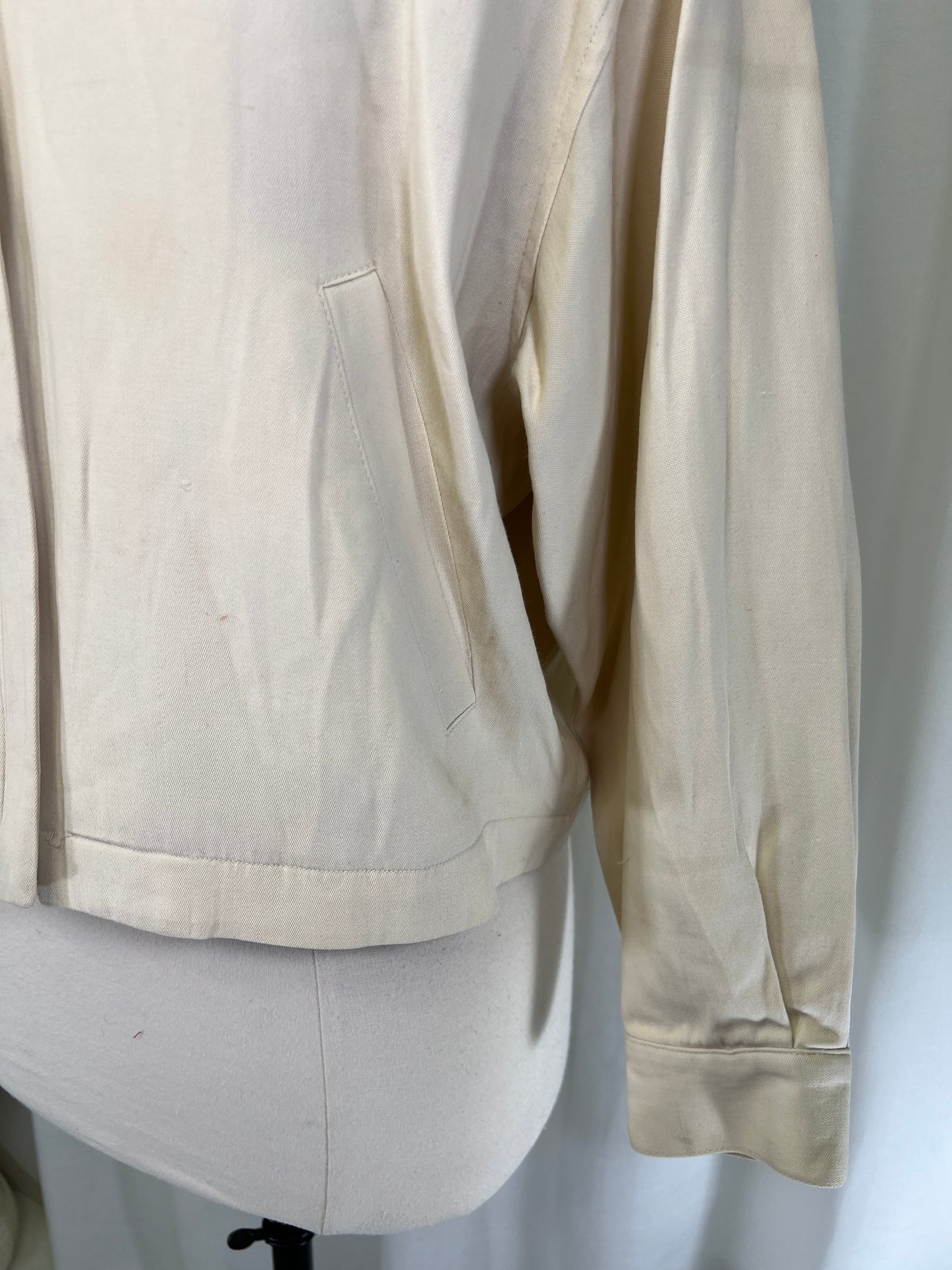 90s Anne Klein Cream Boxy Jacket with Bow