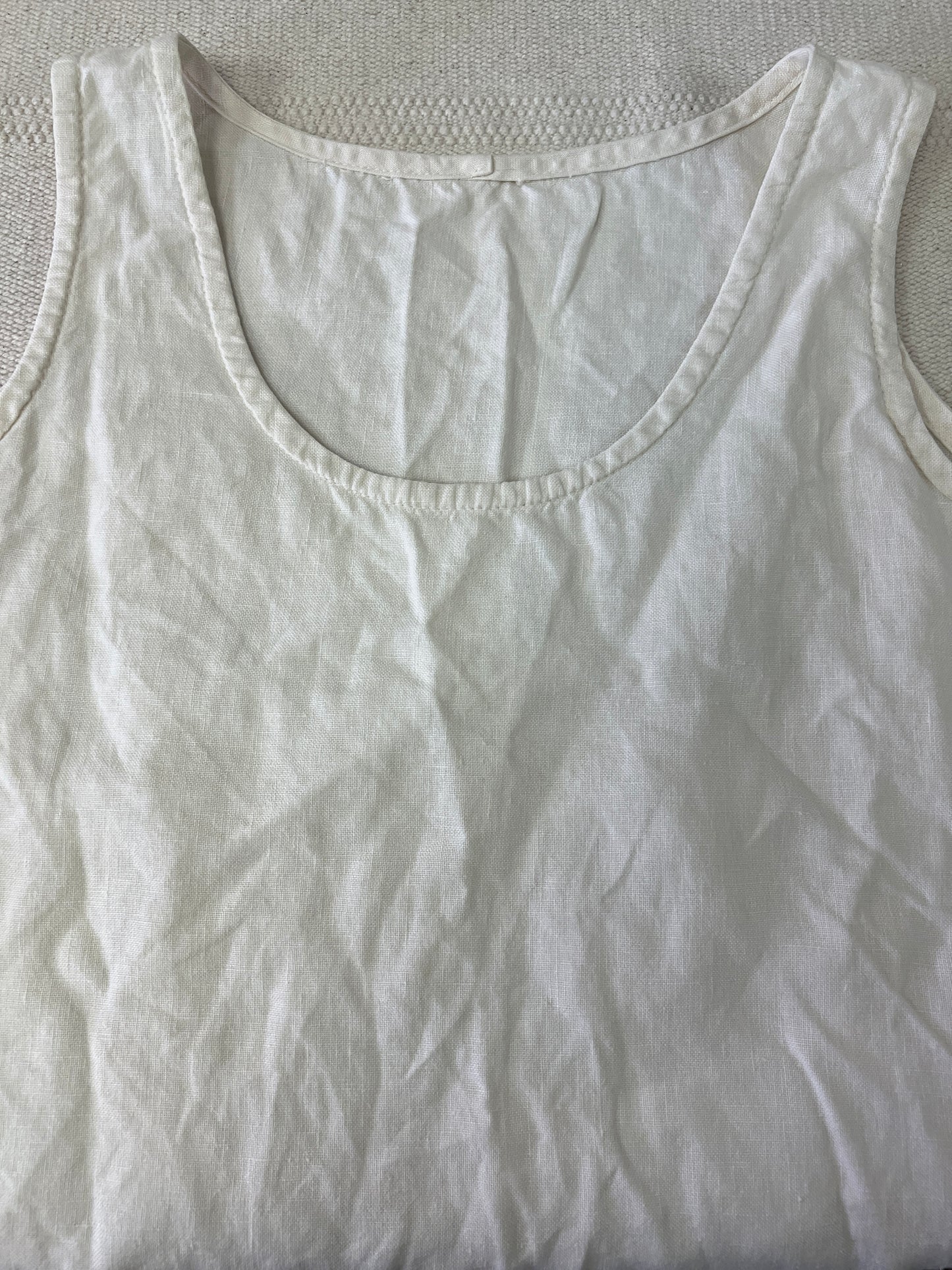 80s Boxy Cream Linen Tank Blouse