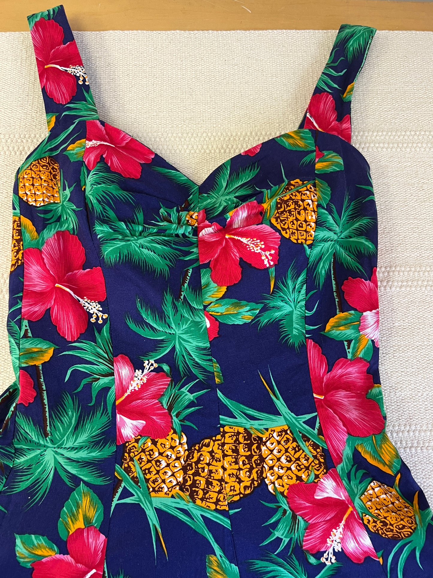 80s Royal Creations Hawaiian Print Mini Dress