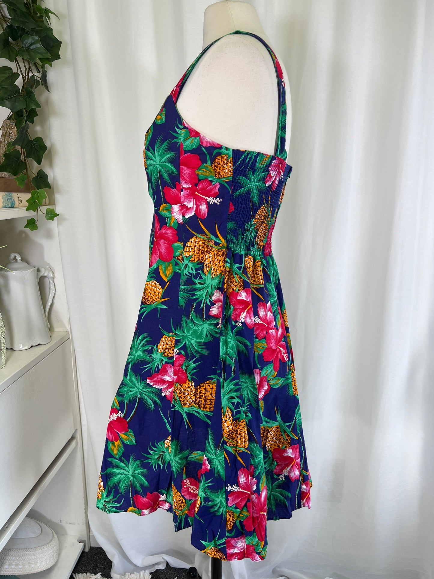 80s Royal Creations Hawaiian Print Mini Dress