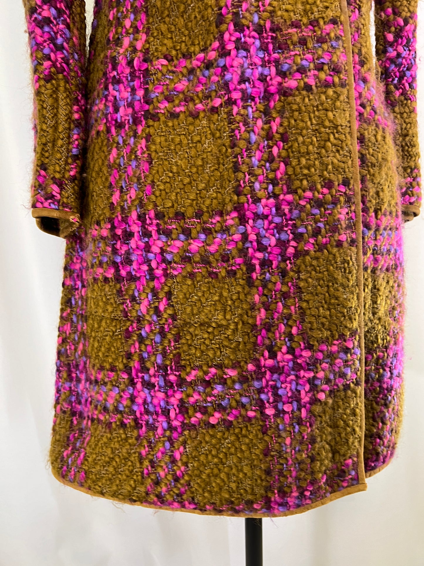 60s Sills Bonnie Cashin Pink and Green Toggle Closure Tweed Mod Jacket