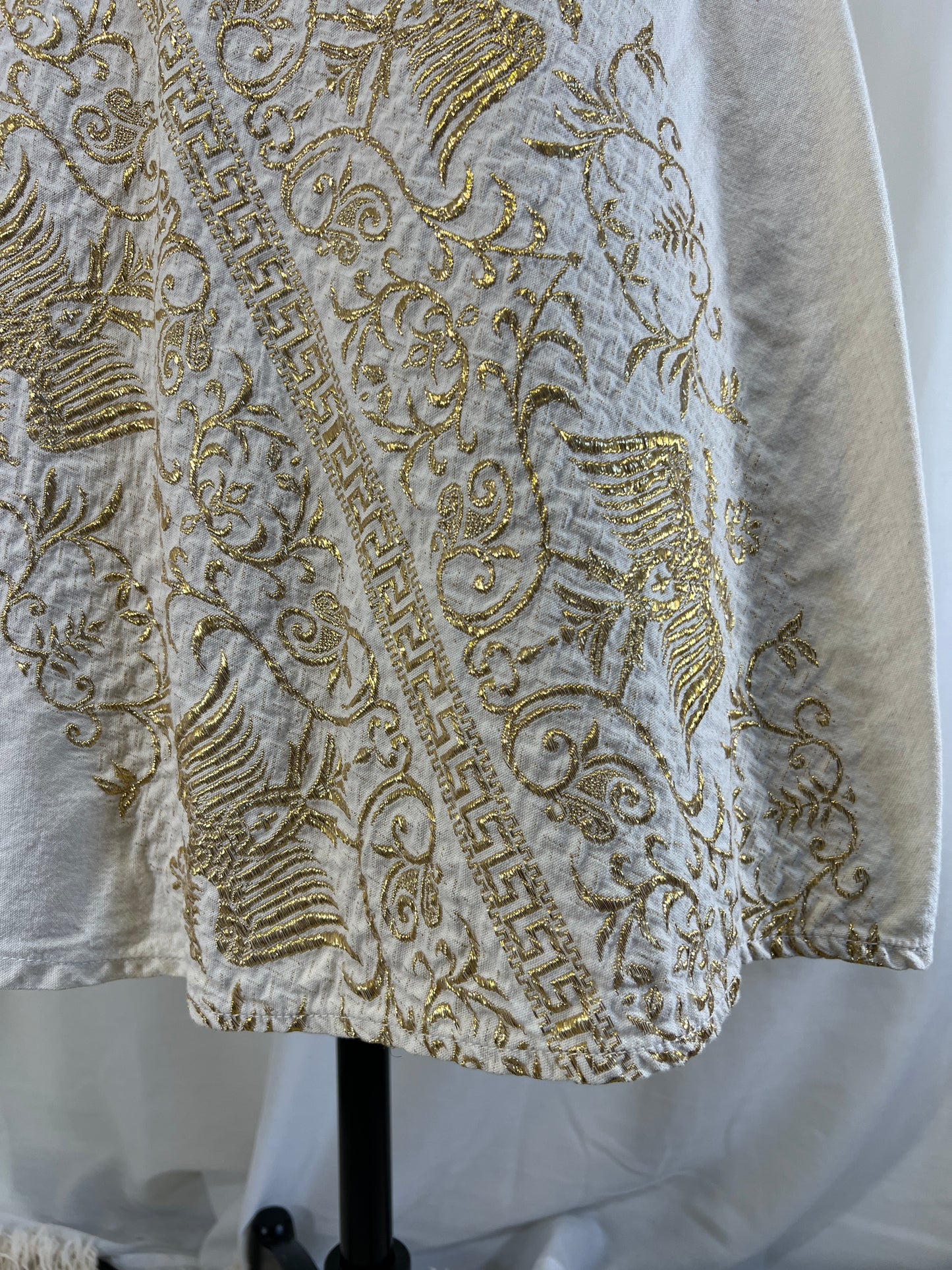 70s Greek Gold Lamé Patterned Wrap Skirt