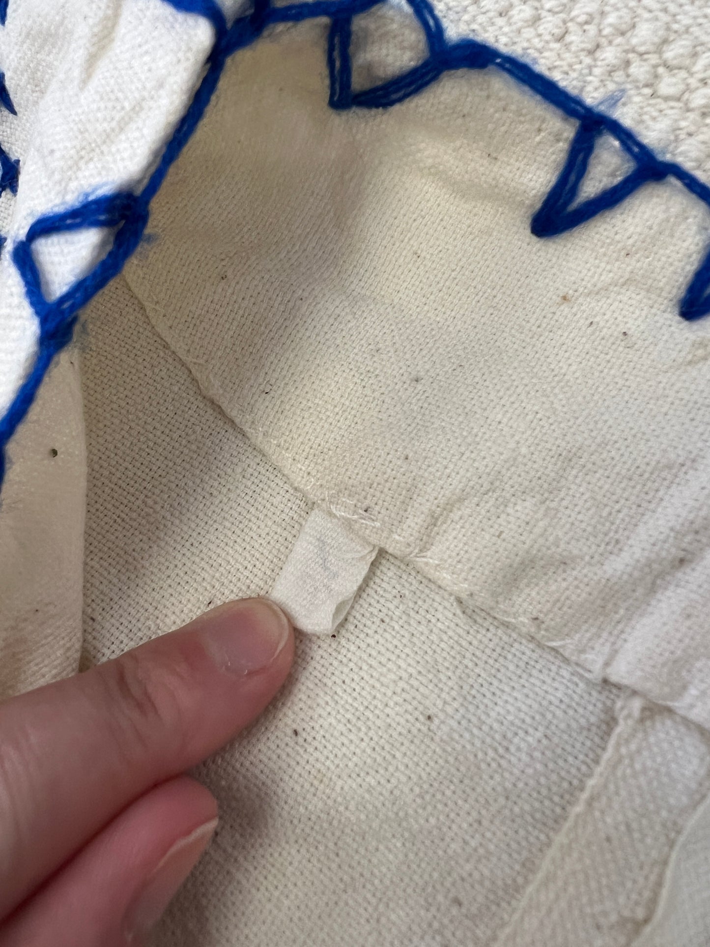 60s Red White and Blue Cross-stitched Bell Sleeved Dress