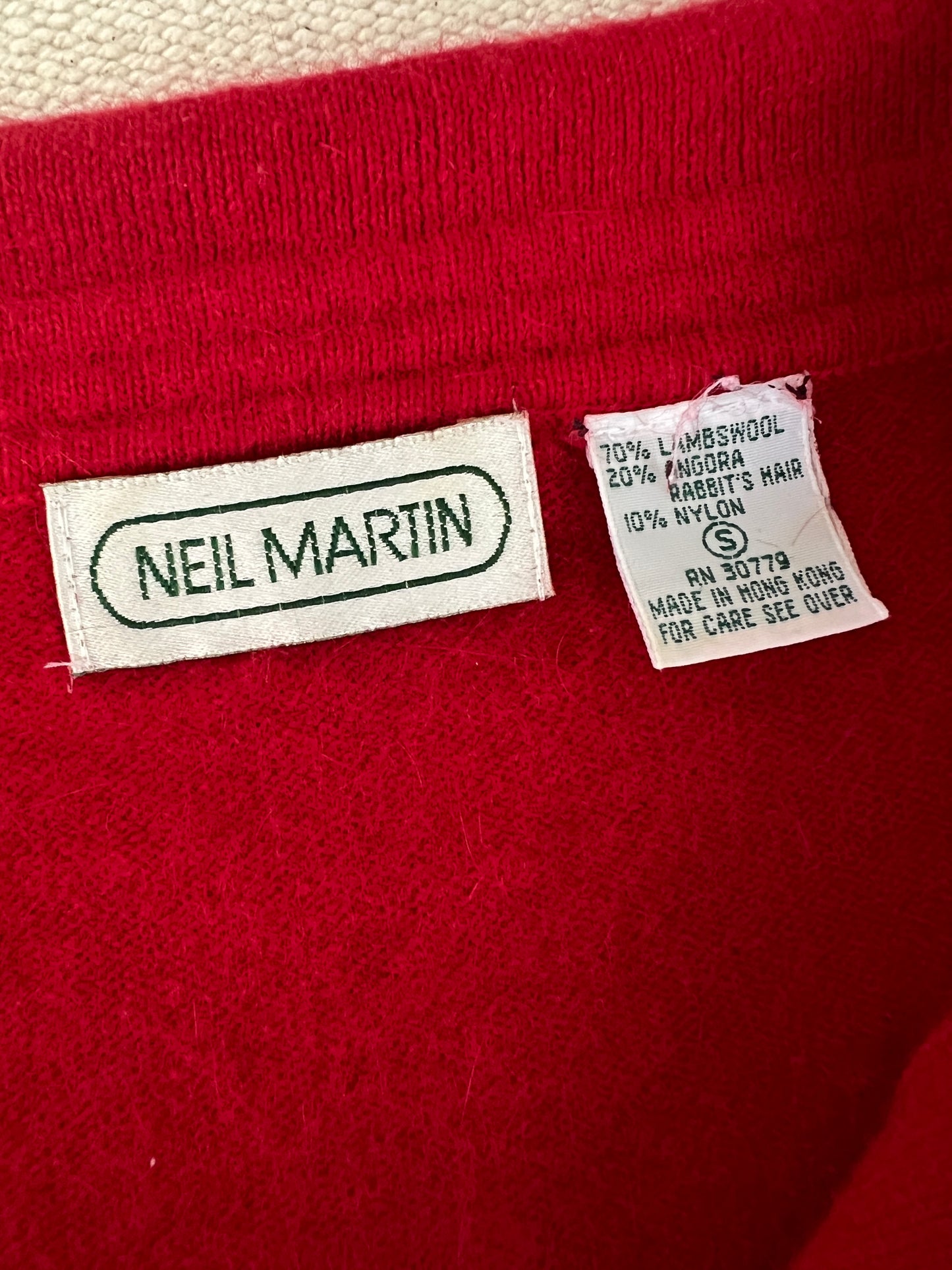 80s Neil Martin Wool Angora Blend Red Slouchy Sweater