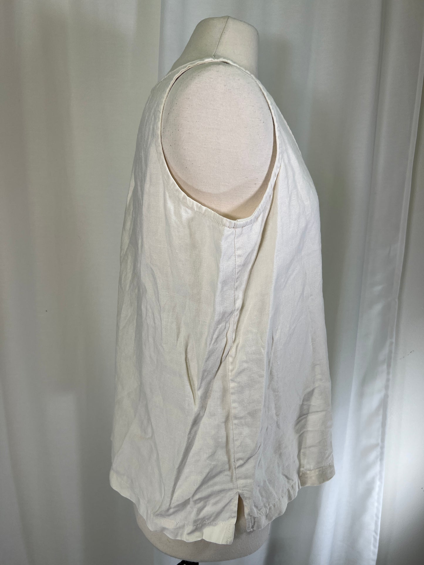 80s Boxy Cream Linen Tank Blouse