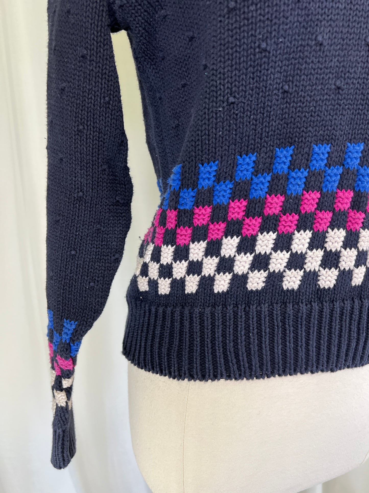 90s Liz Sport Blue and Purple Checkered Sweater