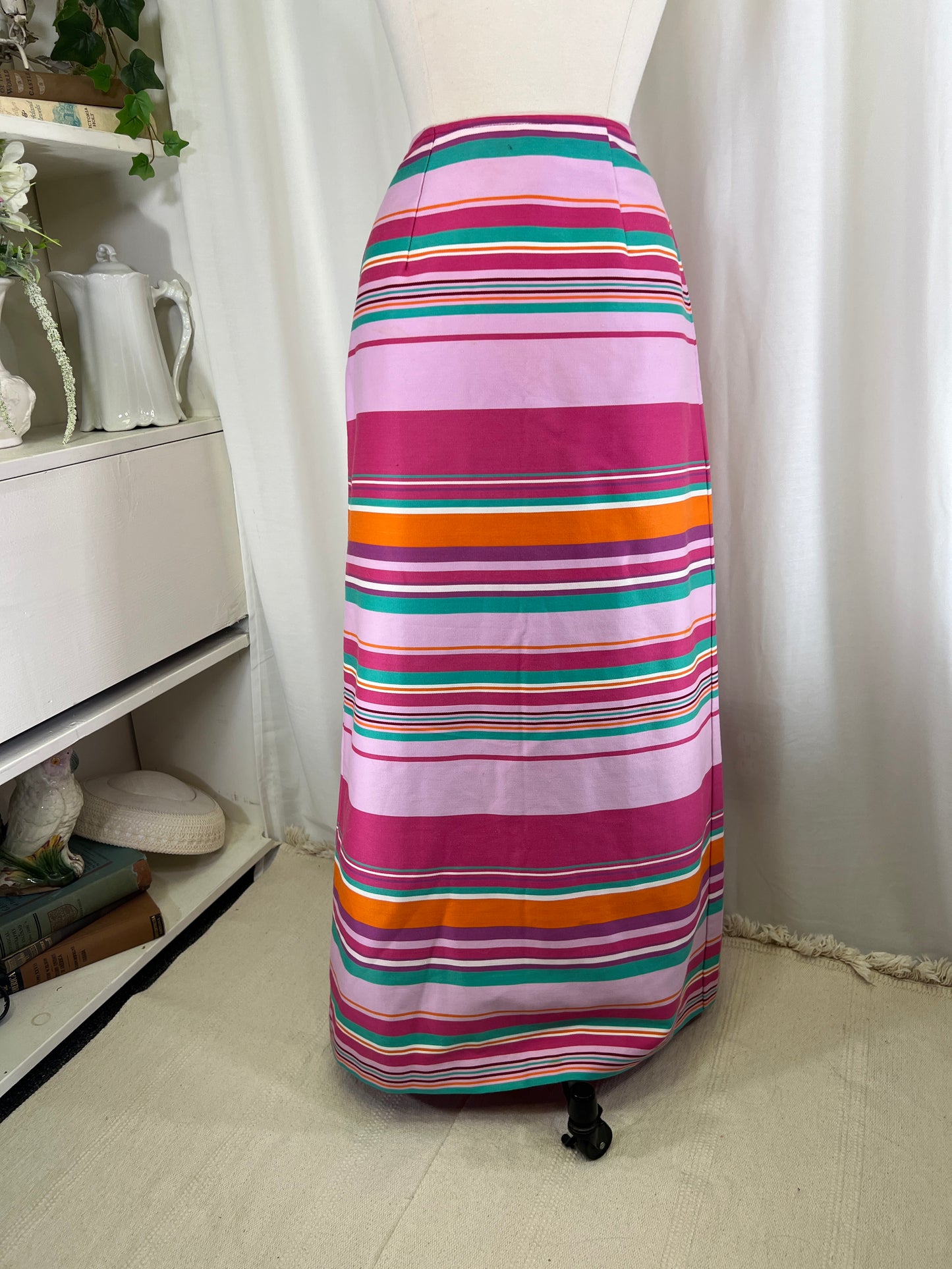 70s Patty Woodard Sherbet Dreams Striped Maxi Skirt