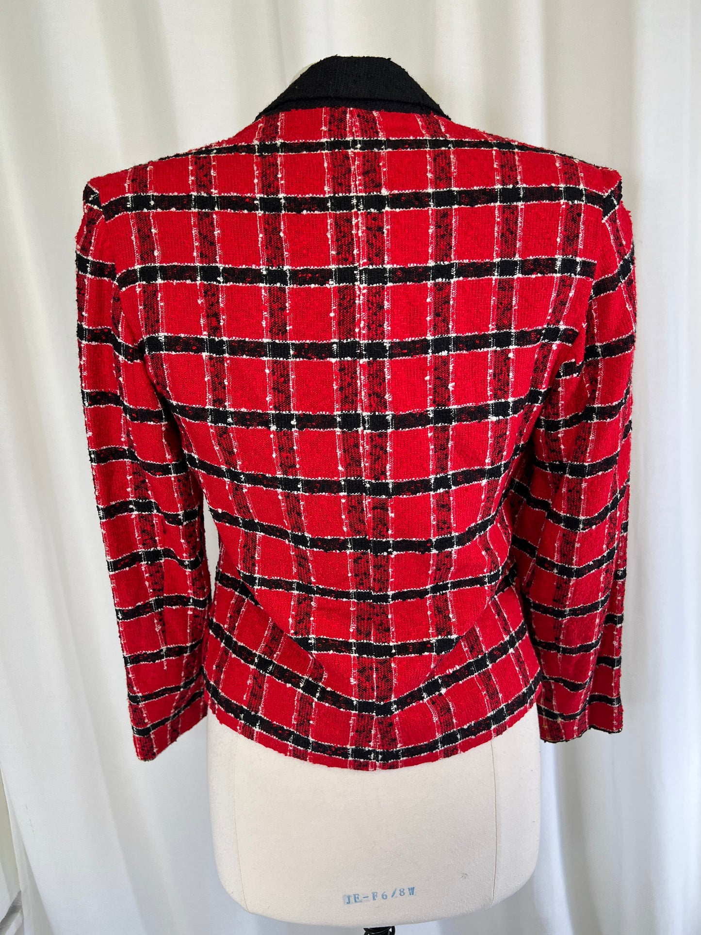 80s For Pete’s Sake Black and Red Plaid Blazer Jacket