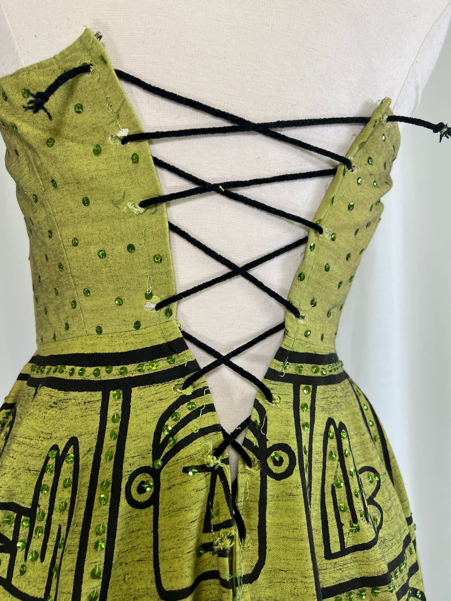 50s Green Sequined Mexican Souvenir Dress