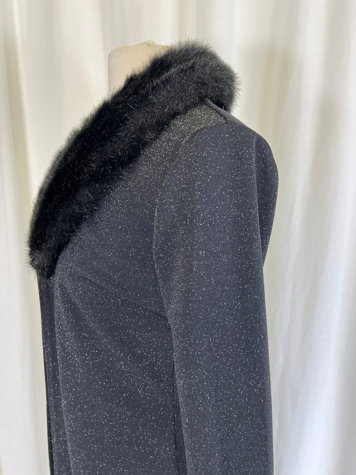 90s Indications Black and Silver Lurex Duster Cardigan