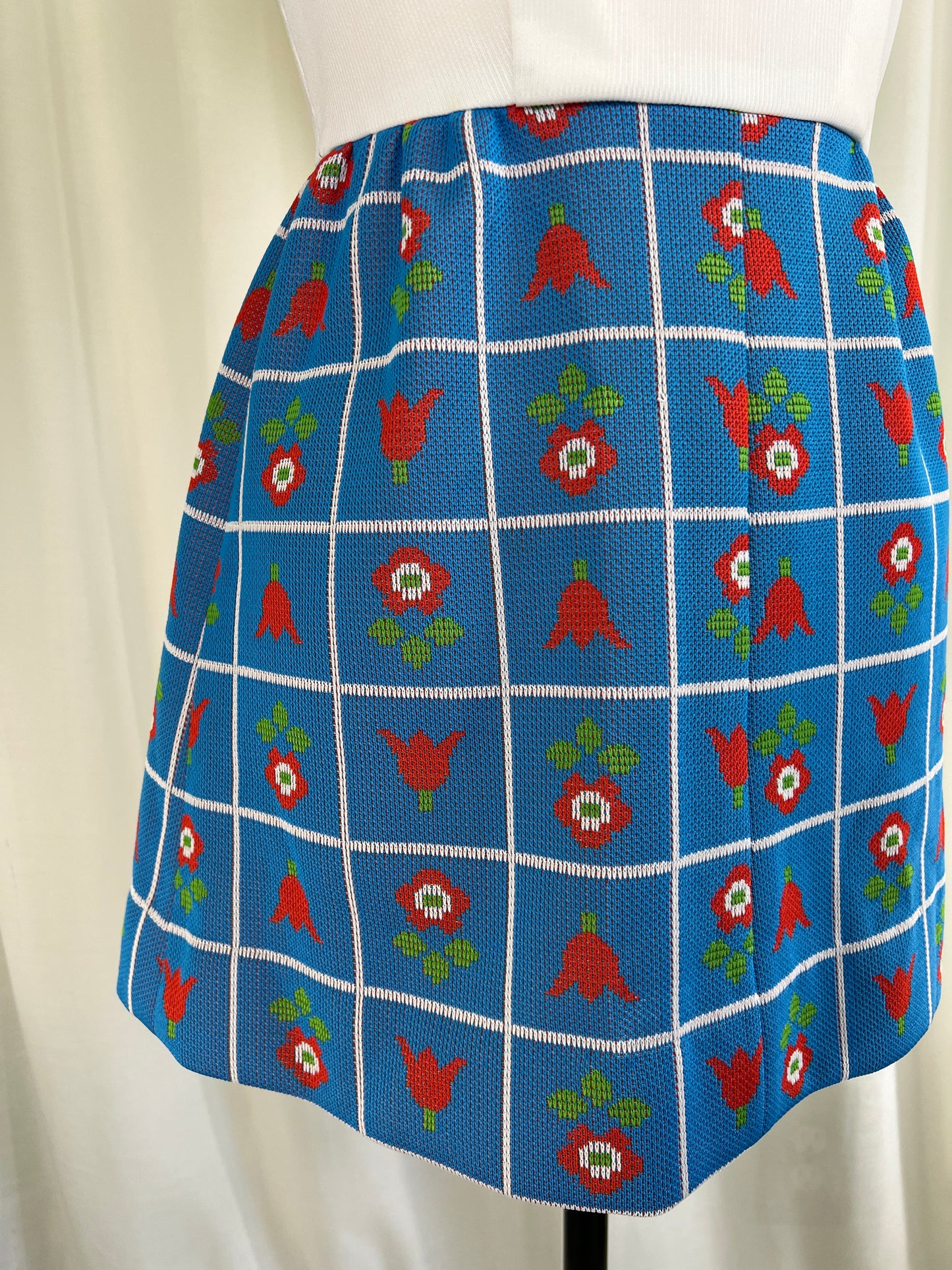 60s Red White and Blue Floral Mini Dress