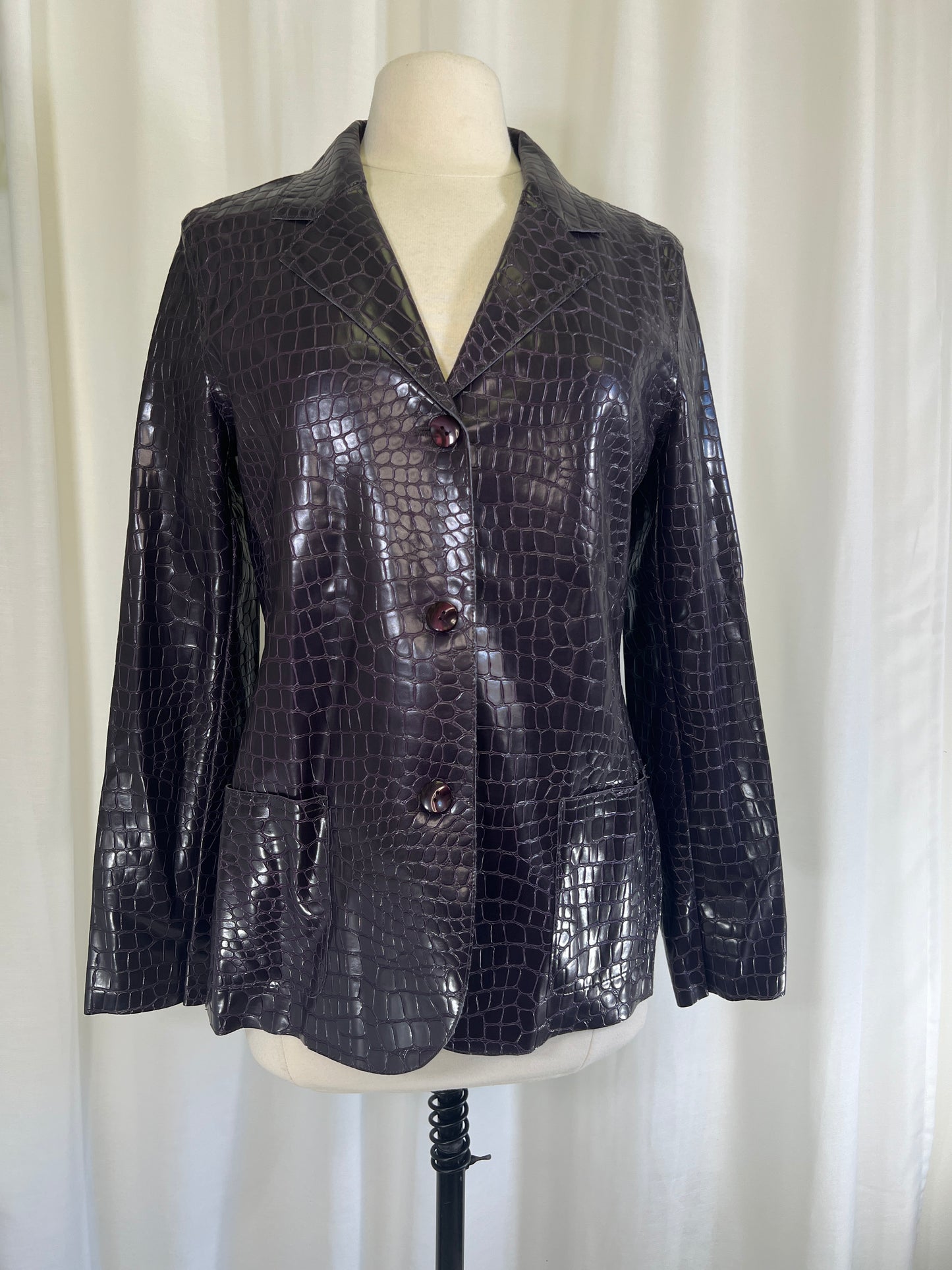 90s Womyn Eggplant Purple Faux Crocodile Jacket