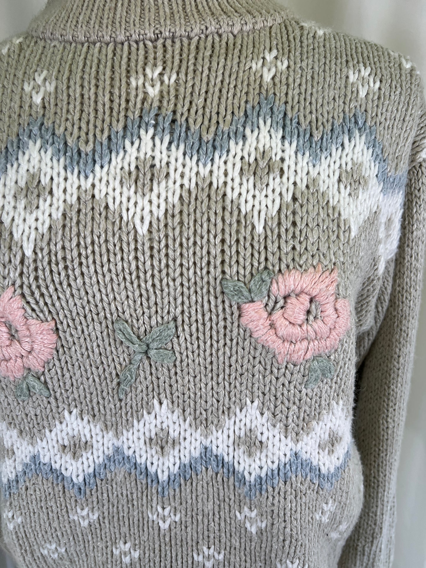 80s Currants Rose Patterned Sweater