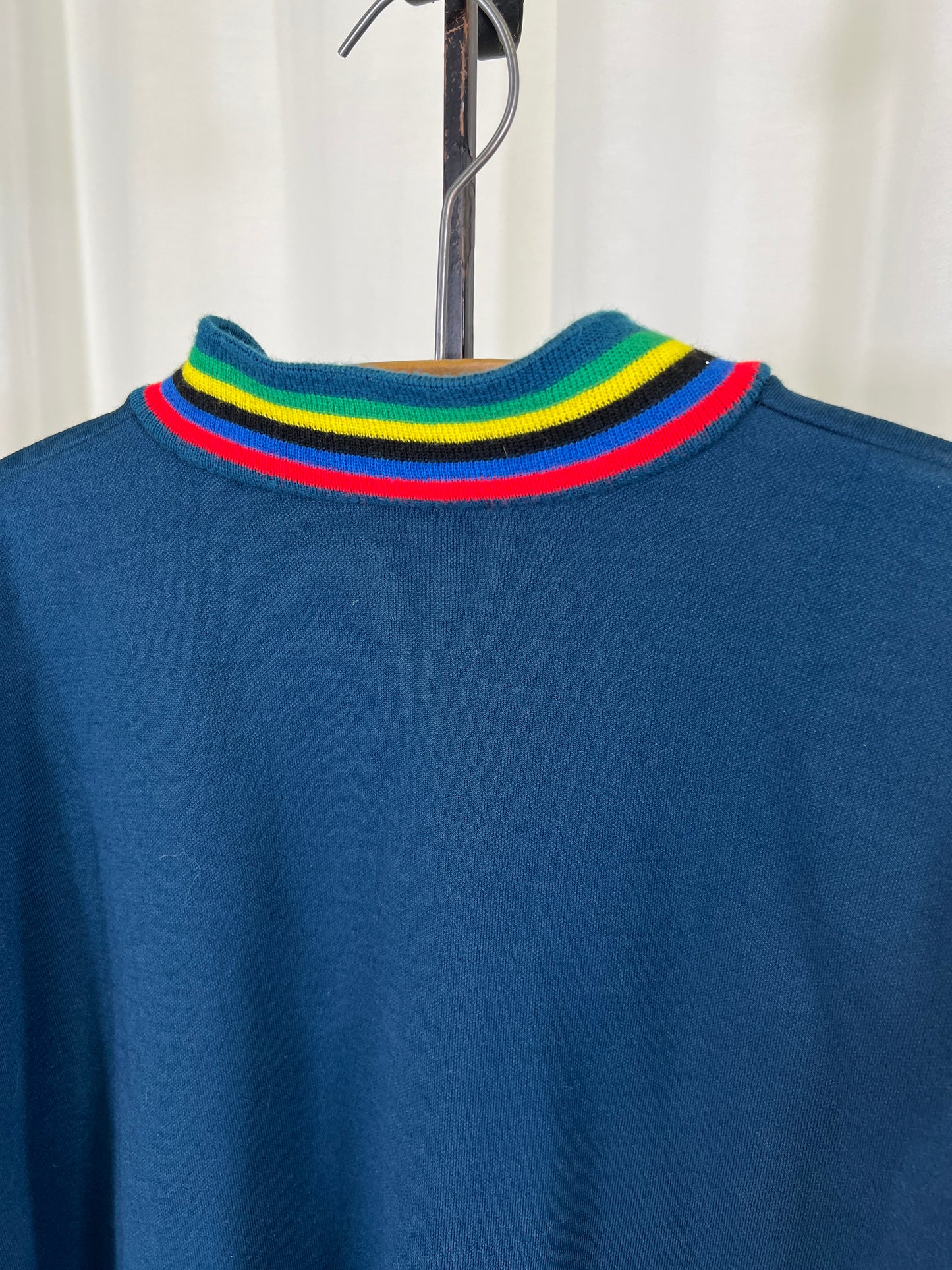 80s Pace Rainbow Trimmed Wool Blend Cycle Sweater